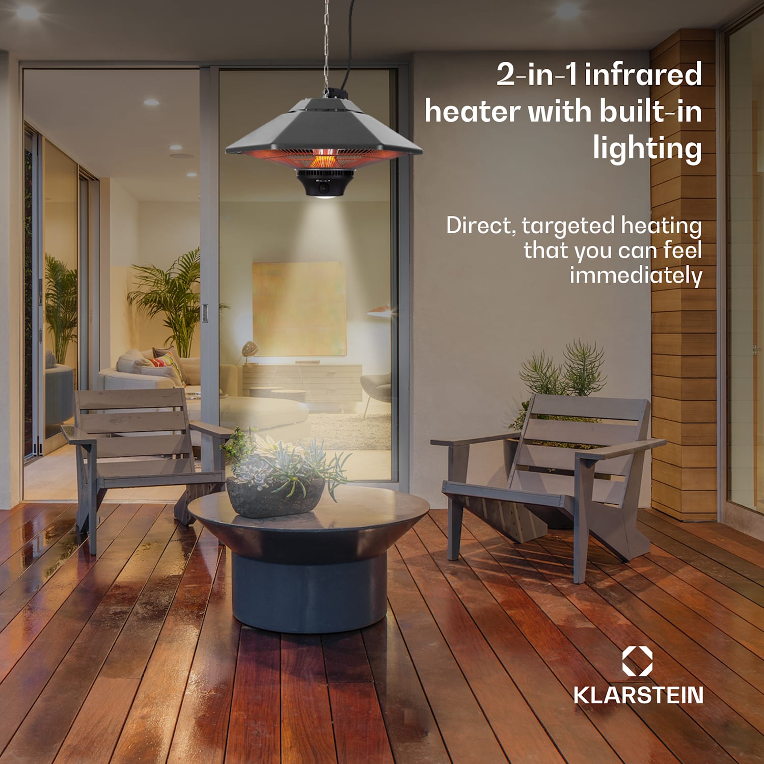 Heat Hexa Aquecedor Infravermelho 800/1200/2000W Halogénio IP34 LED bronze Antracite