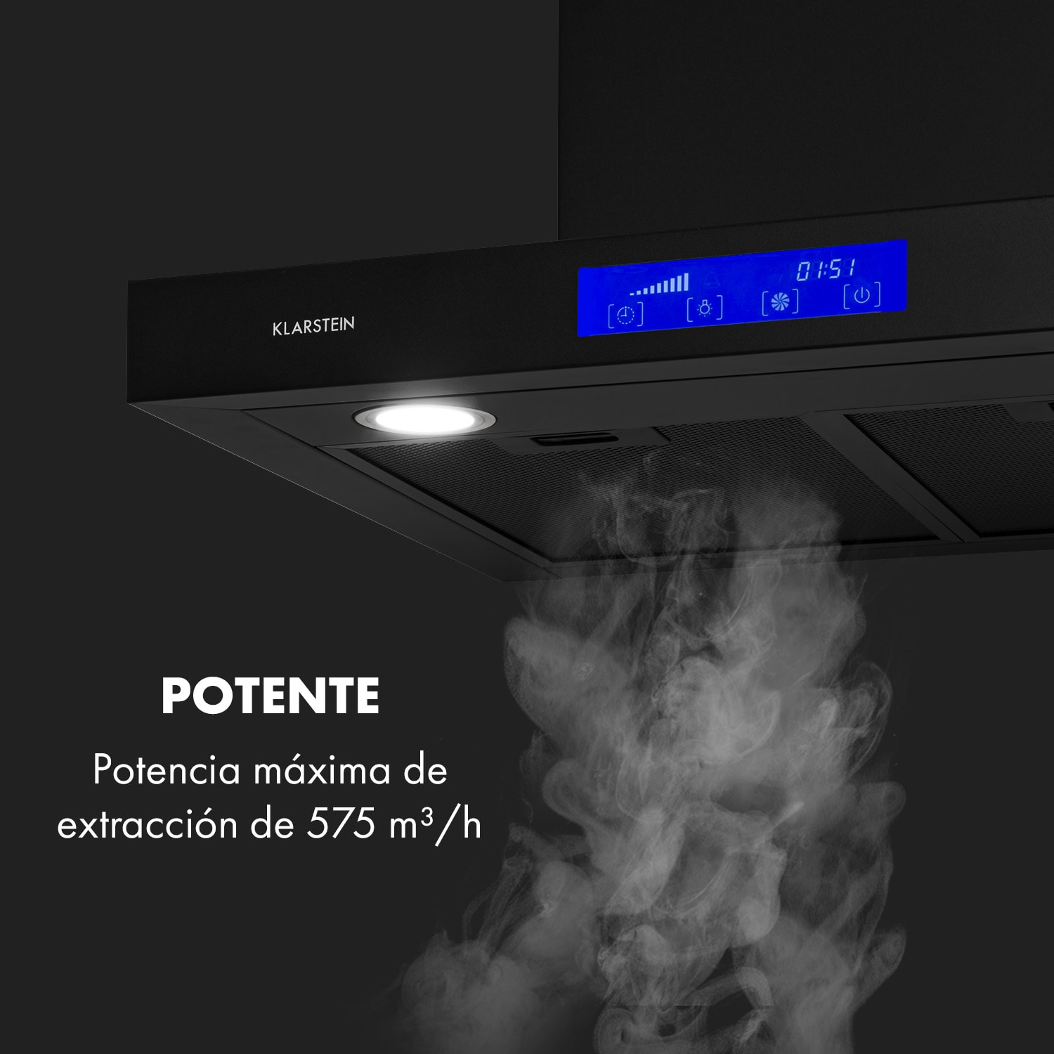 Sabrina Campana extractora 575 m³/h 3 potencias de extracción EEC A Negra 60 cm | Negro