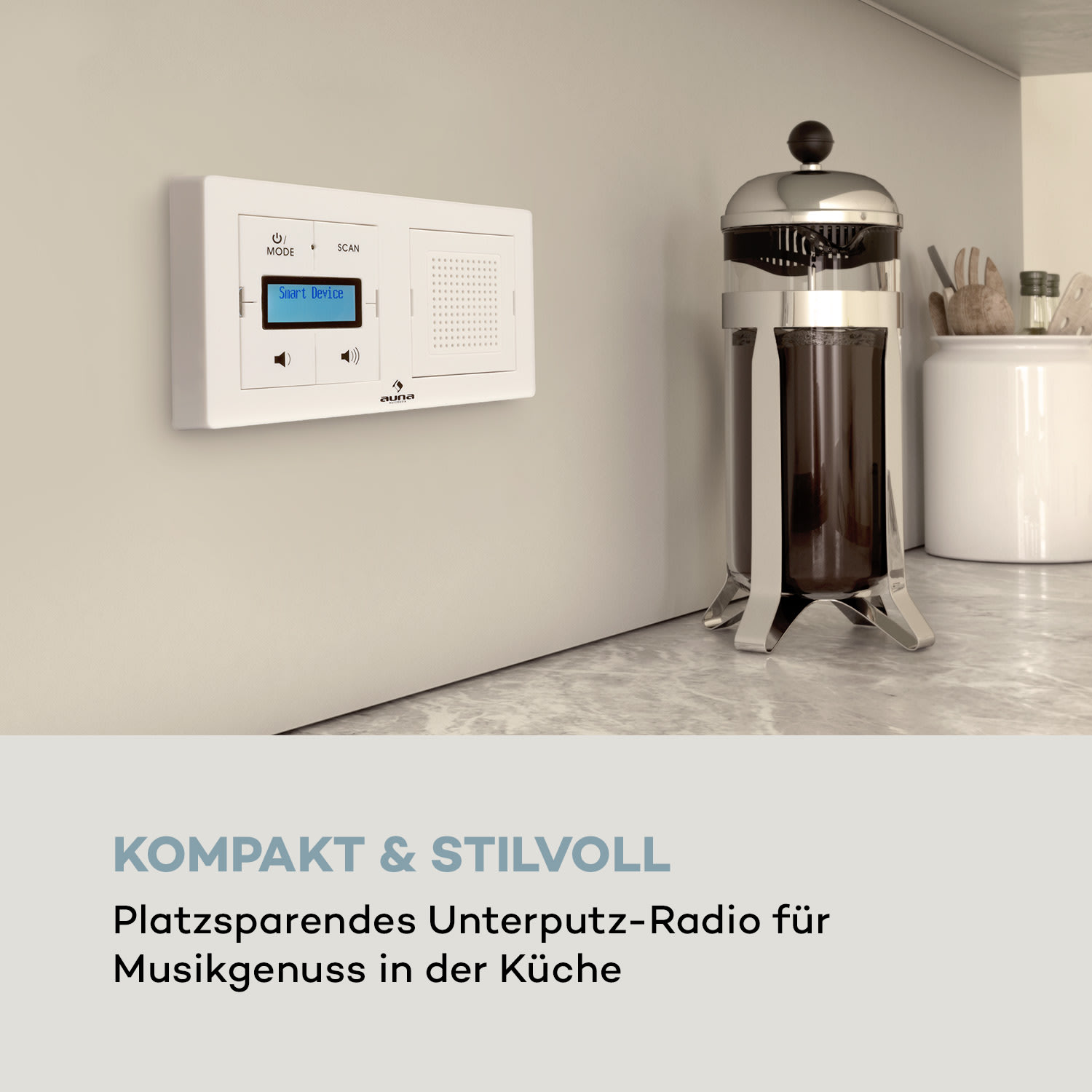 auna DigiPlug UP Unterputz-Radio DAB+/FM BT LC-Display Weiß