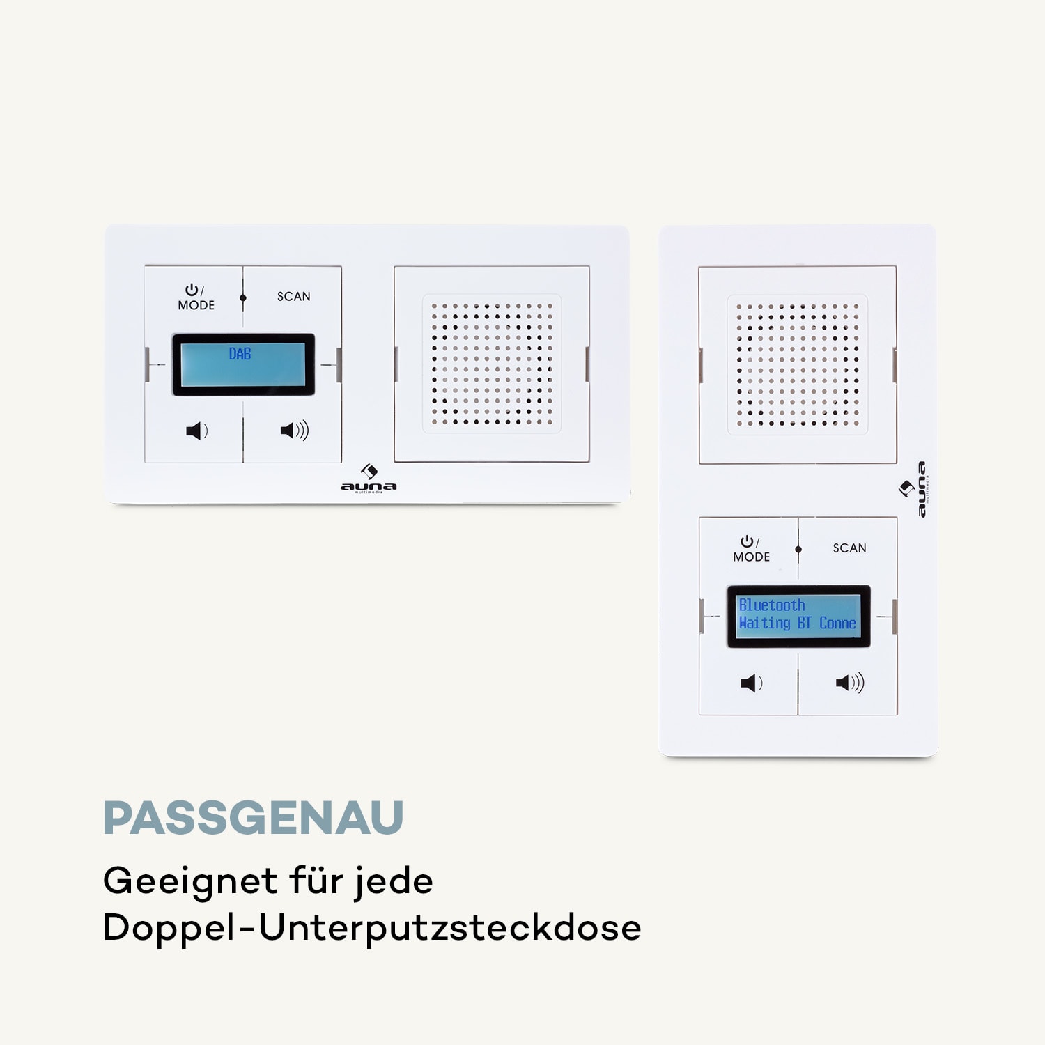 auna DigiPlug UP Unterputz-Radio DAB+/FM BT LC-Display Weiß