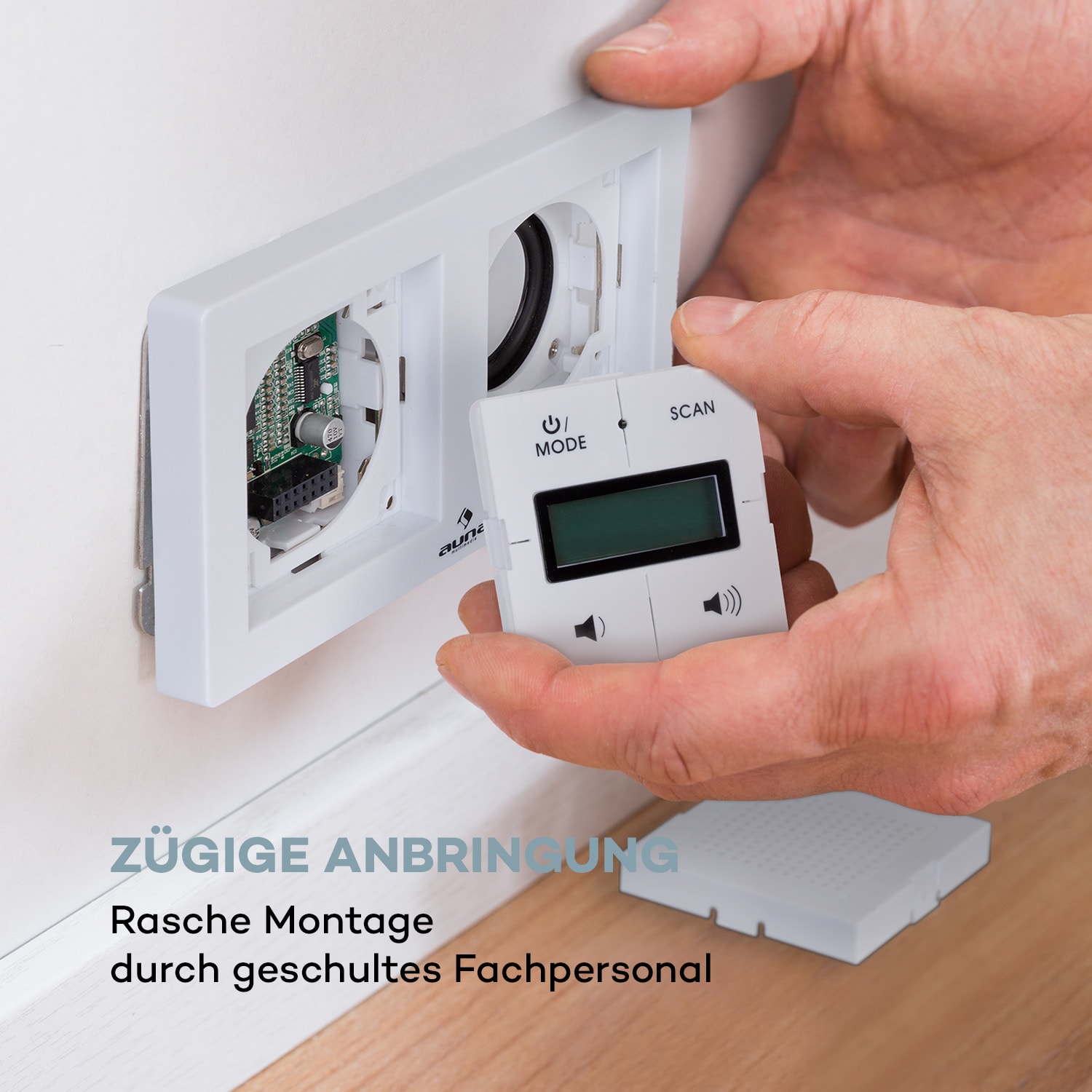 auna DigiPlug UP Unterputz-Radio DAB+/FM BT LC-Display Weiß
