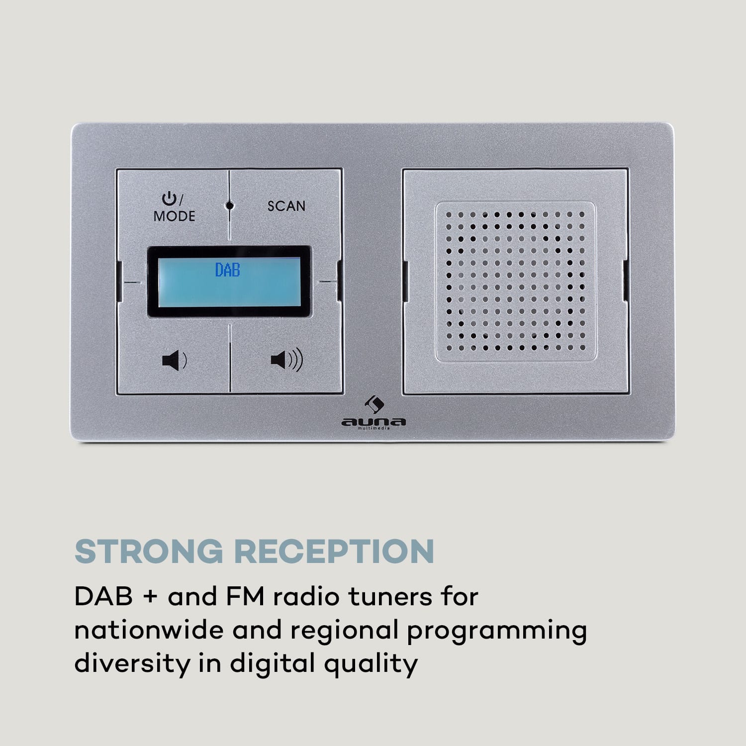 DigiPlug UP inbouwradio DAB+/FM BT LC-display Zilver