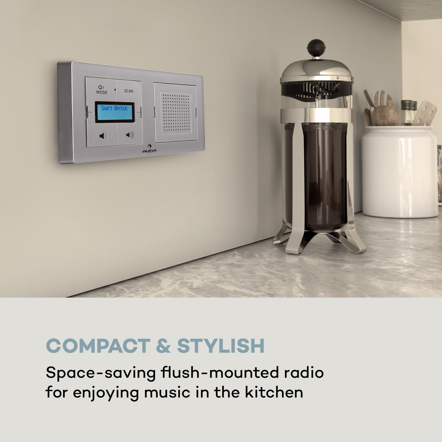 DigiPlug UP inbouwradio DAB+/FM BT LC-display Zilver