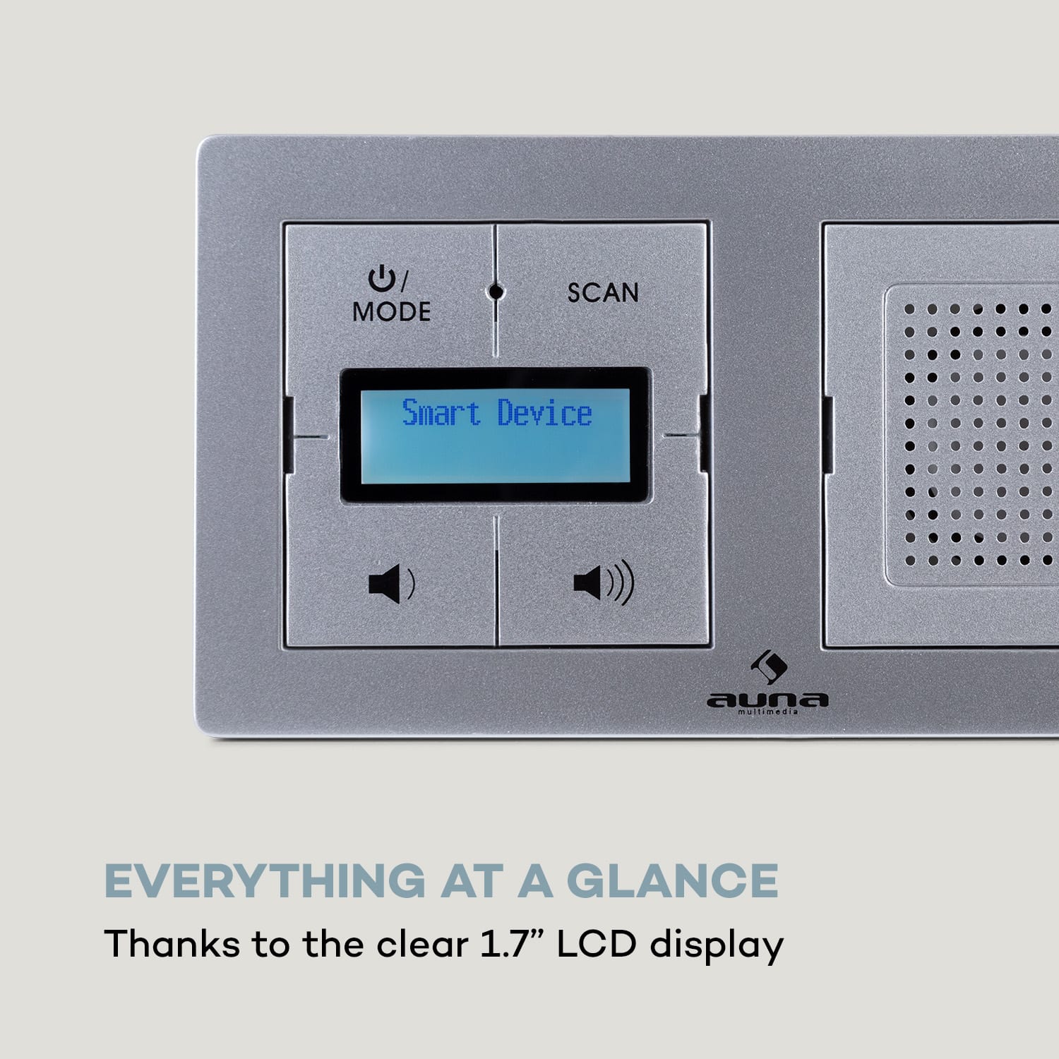 DigiPlug UP inbouwradio DAB+/FM BT LC-display Zilver