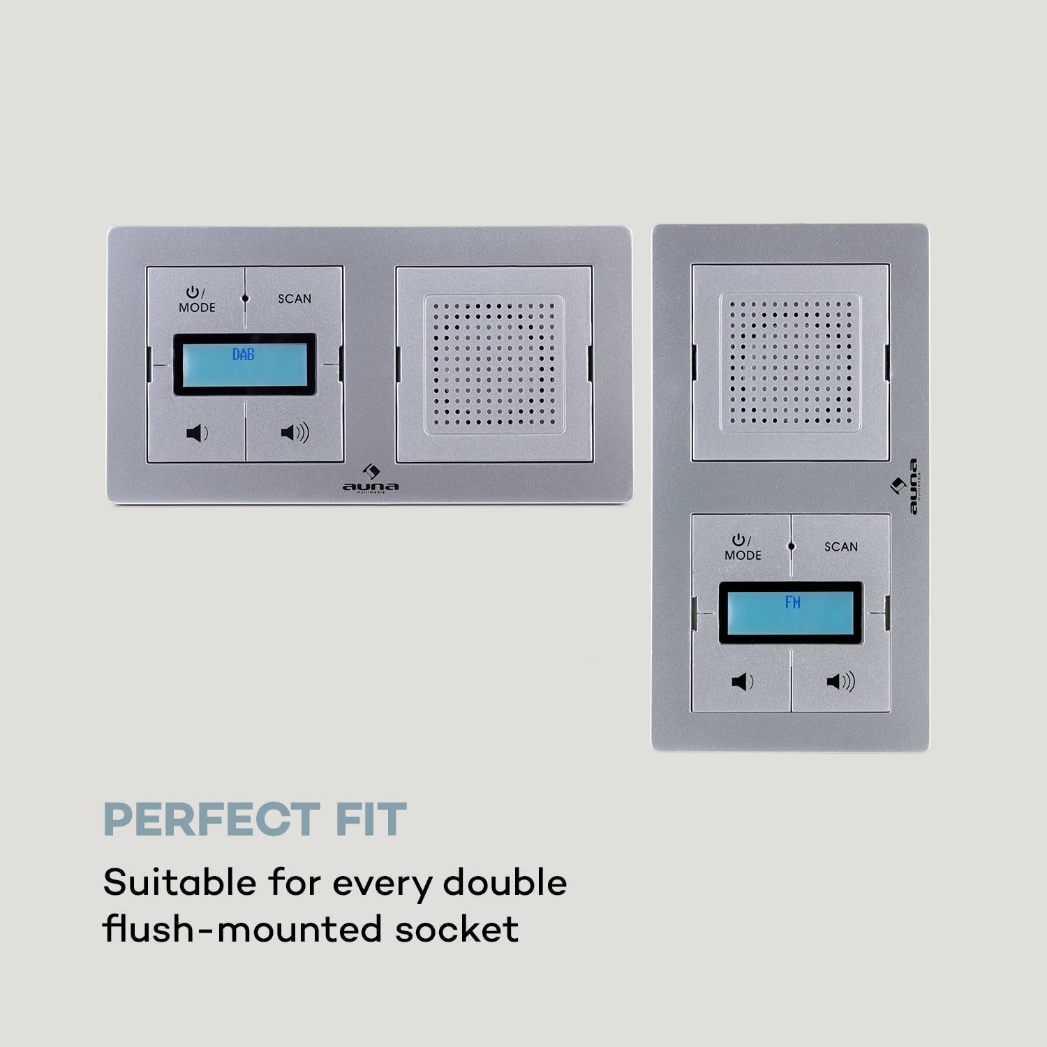 DigiPlug UP inbouwradio DAB+/FM BT LC-display Zilver