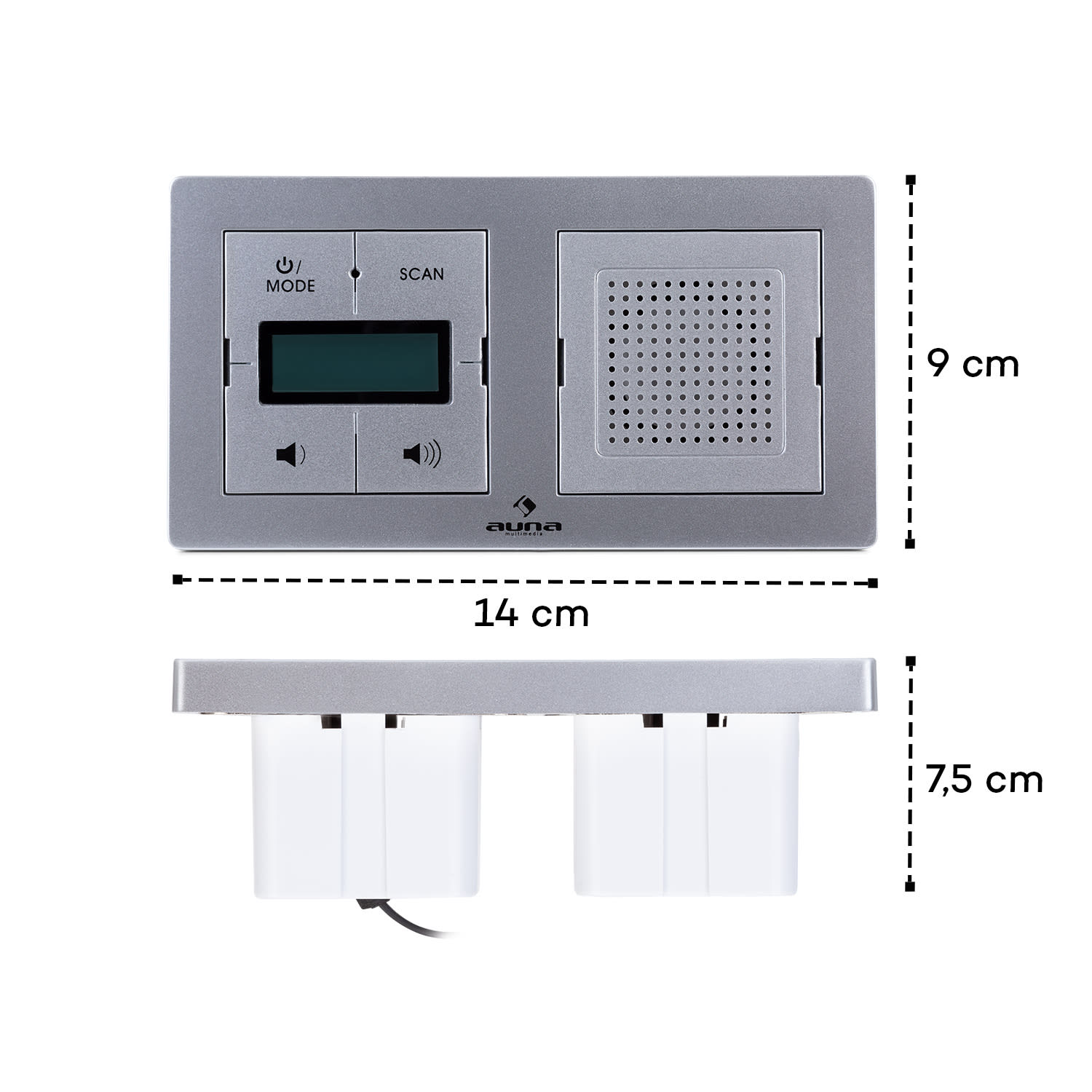 DigiPlug UP inbouwradio DAB+/FM BT LC-display Zilver