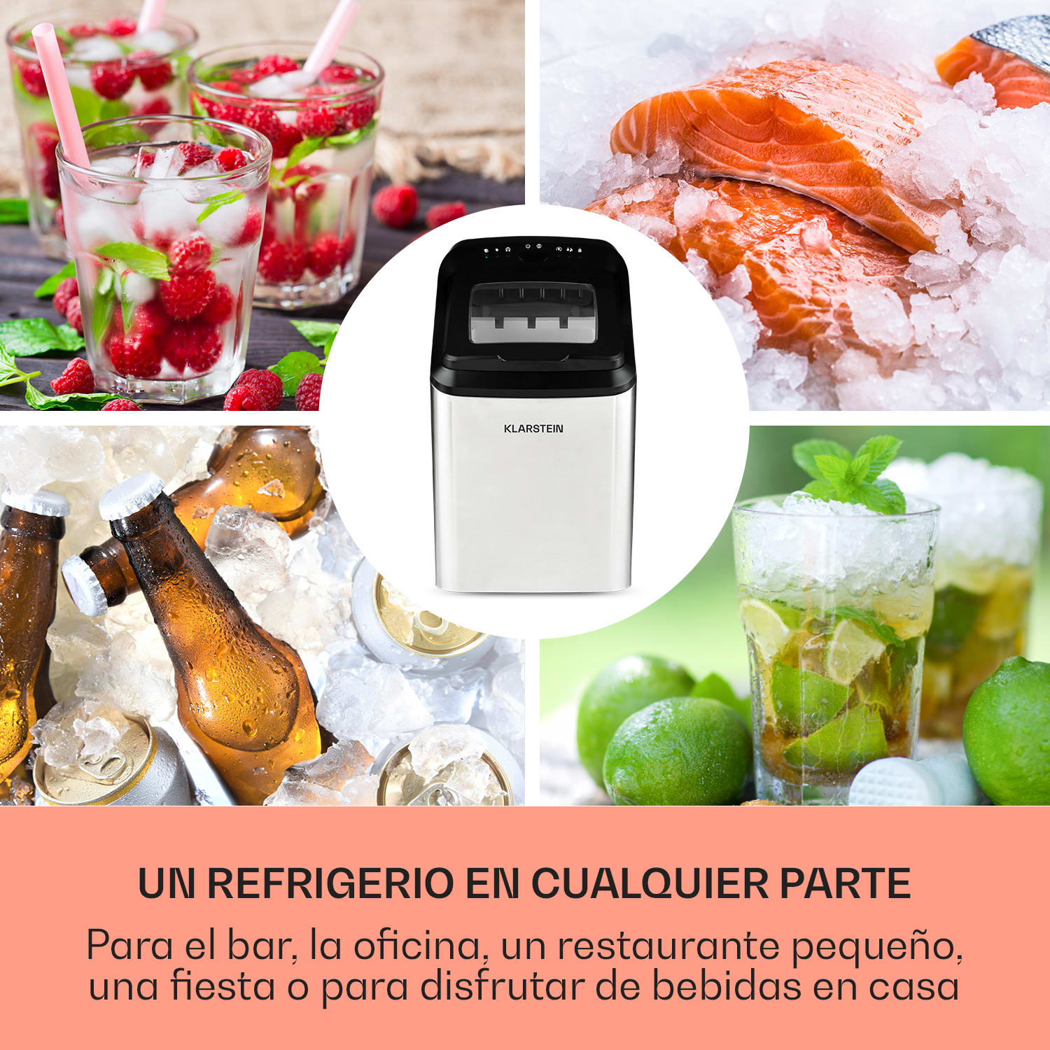 de hielo Klaresis 15kg/24h acero inoxidable plateada 