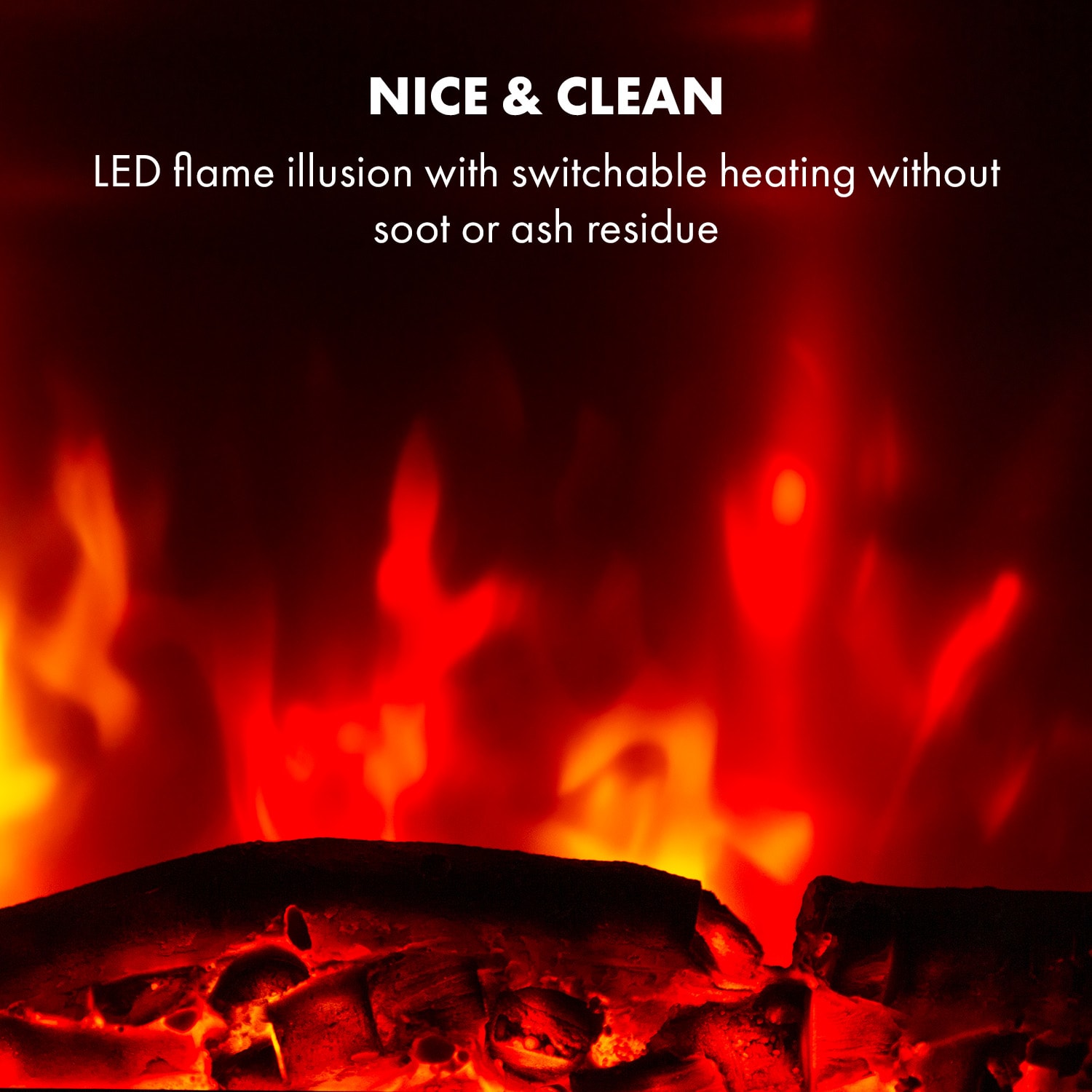 Basel Baseline electric fireplace 2000 watts 2 heating levels 7 colours glass 
