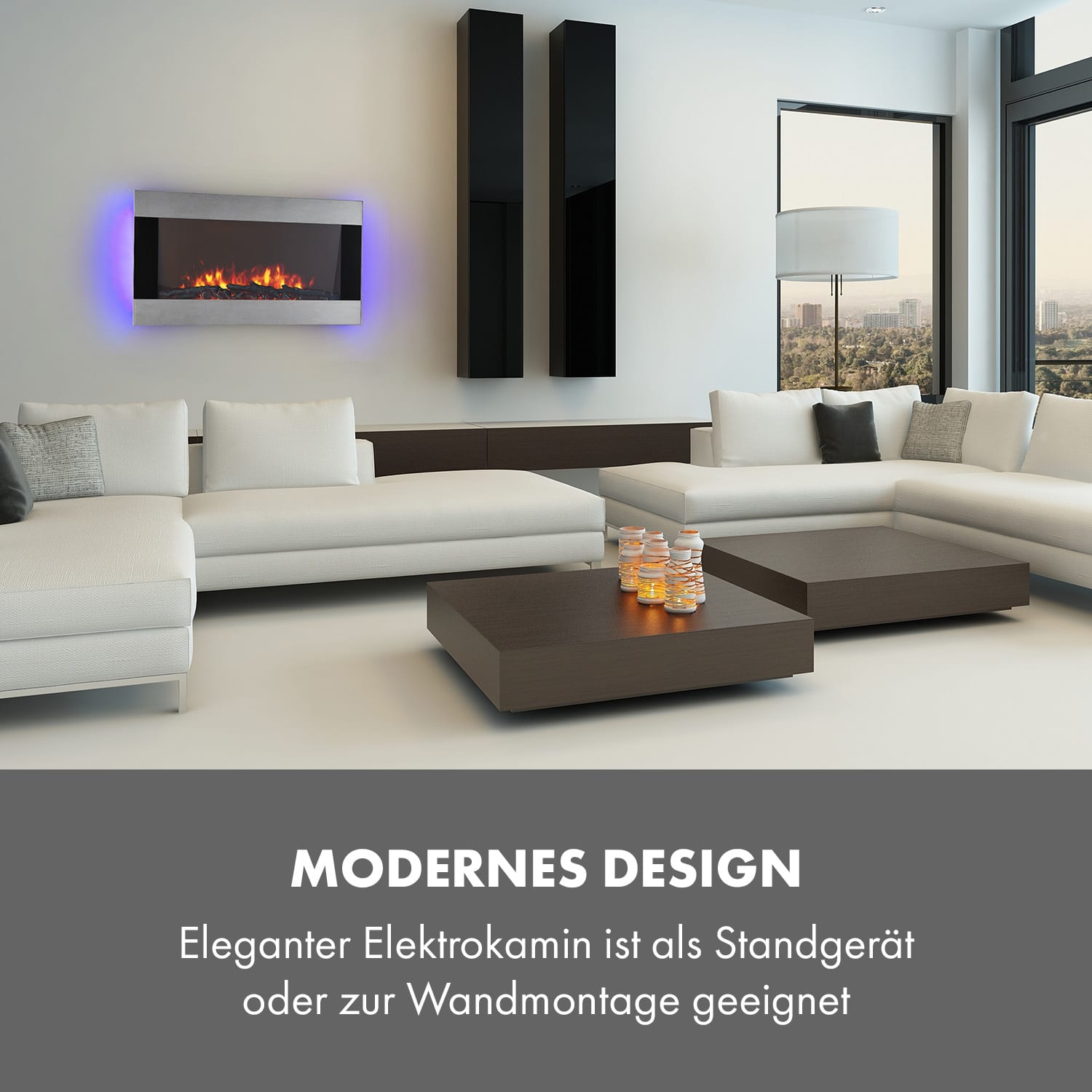 Basel Illumine Elektrokamin Flammenillusion 2000 W 2 Stufen dimmbar 