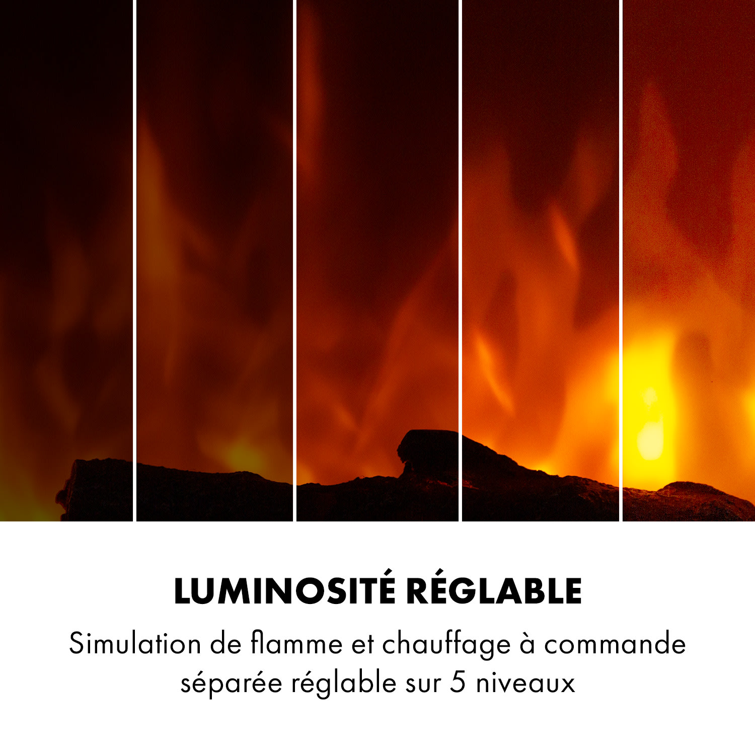 Basel Illumine elektrische haard led-vlammenillusie 2000 watt 2 warmtestanden dimbaar 