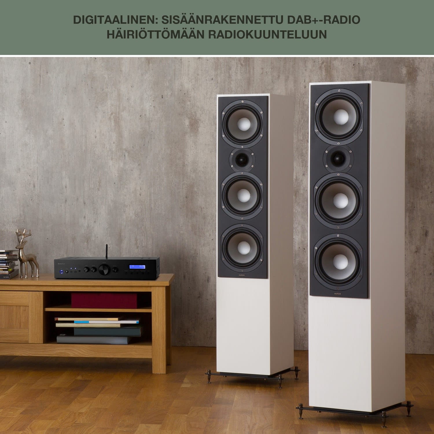 AMP-CD608 DAB, HiFi-stereo-vahvistin, 4 x 100 W RMS, DAB+, Bluetooth, optinen sisääntulo, kaukosäädin Musta