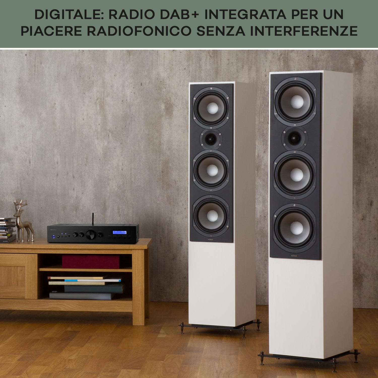 AMP-CD608 DAB, amplificatore stereo HiFi, 4x100W, RMS, DAB+, BT, ingresso ottico, telecomando 