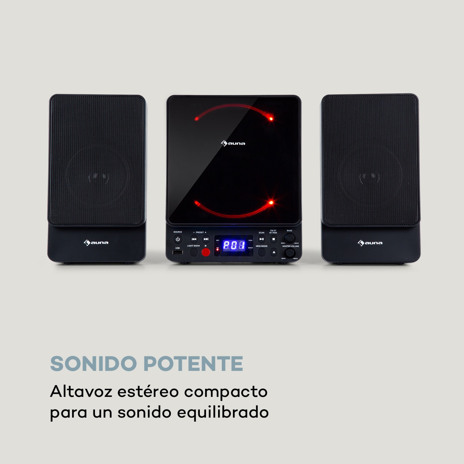 Microstar Microcadena Equipo vertical Reproductor de CD Bluetooth Puerto USB Mando a distancia