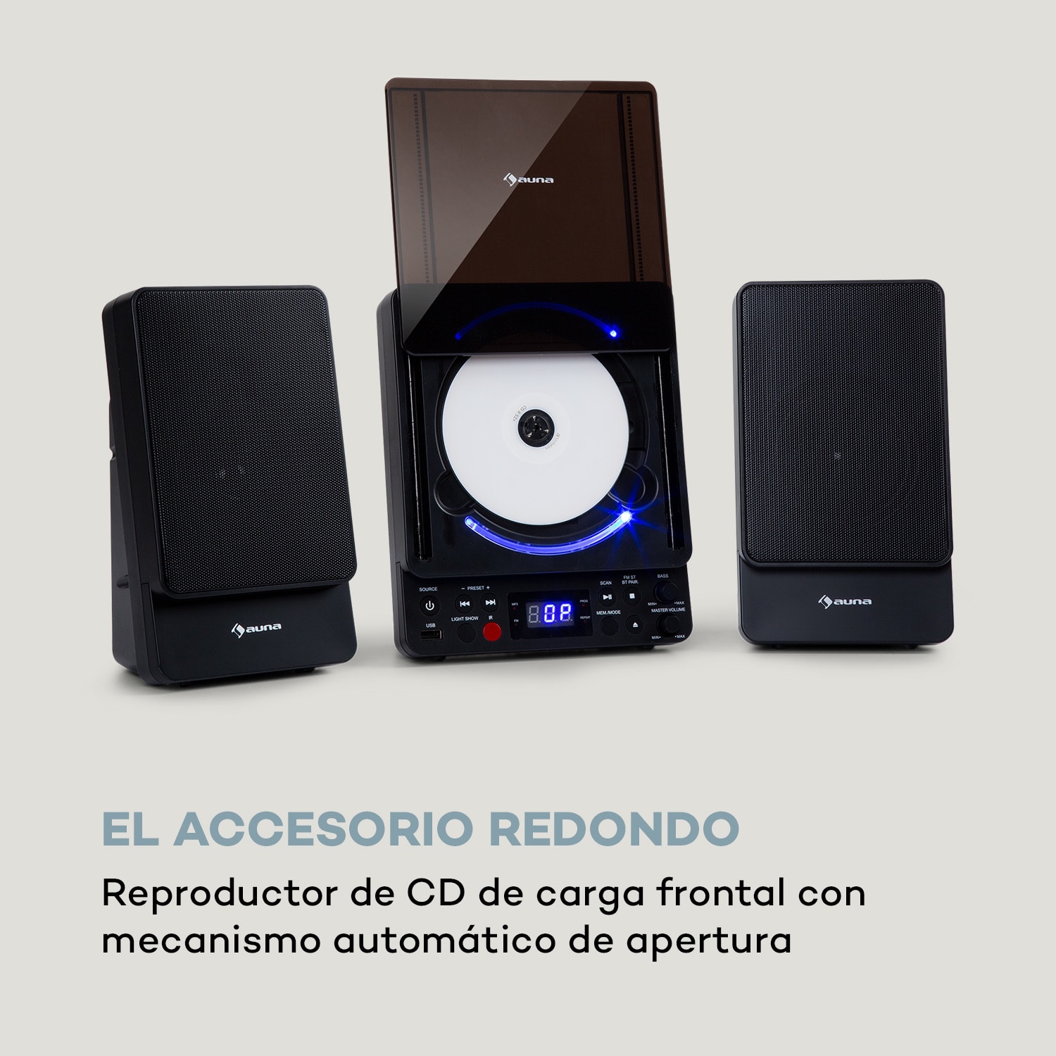 Microstar Microcadena Equipo vertical Reproductor de CD Bluetooth Puerto USB Mando a distancia