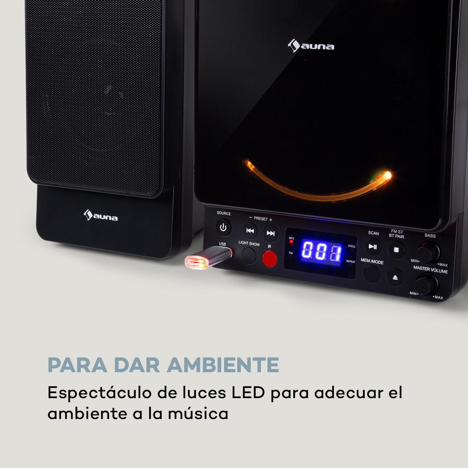 Microstar Microcadena Equipo vertical Reproductor de CD Bluetooth Puerto USB Mando a distancia