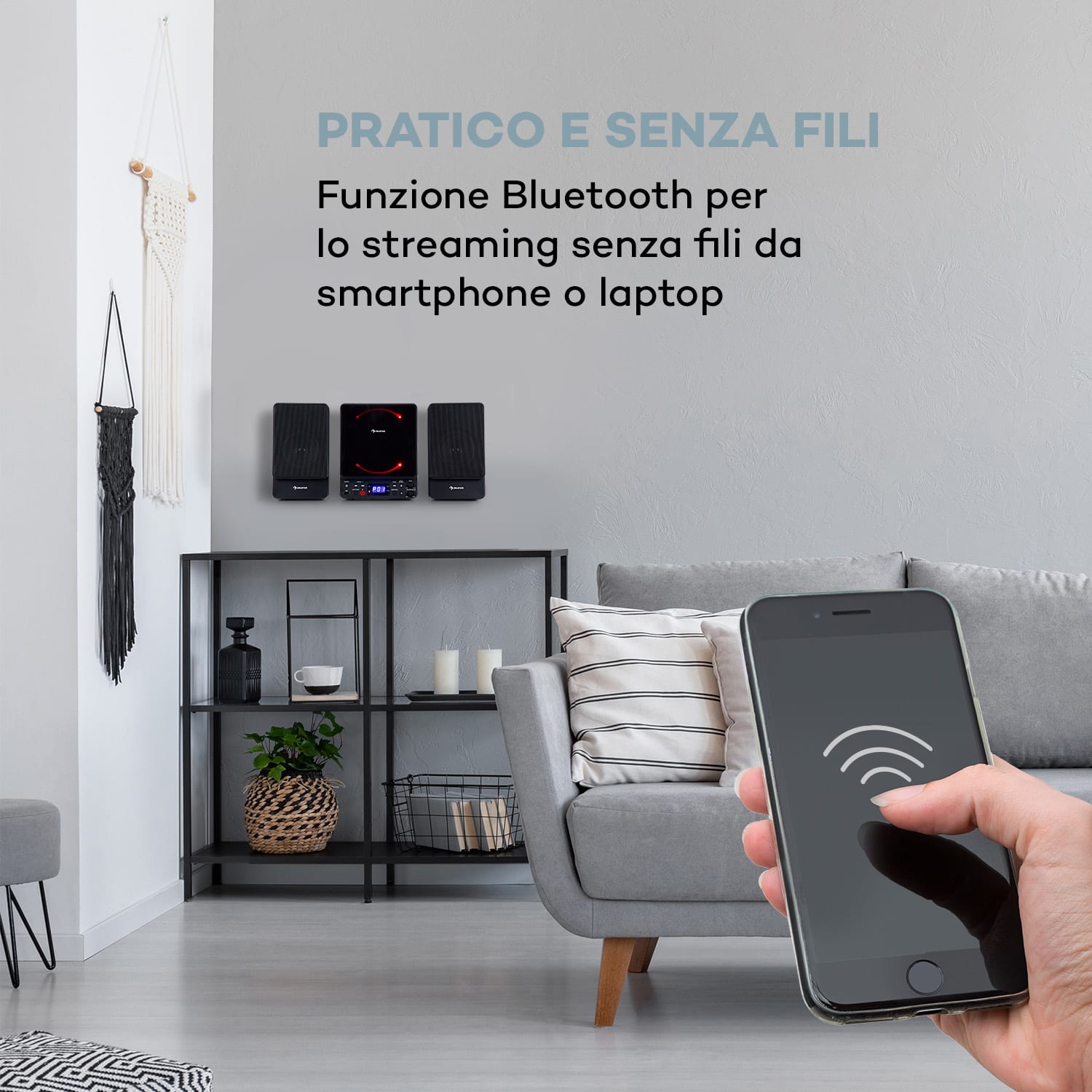 Microstar Microsystem, impianto verticale, lettore CD, bluetooth, porta USB, telecomando