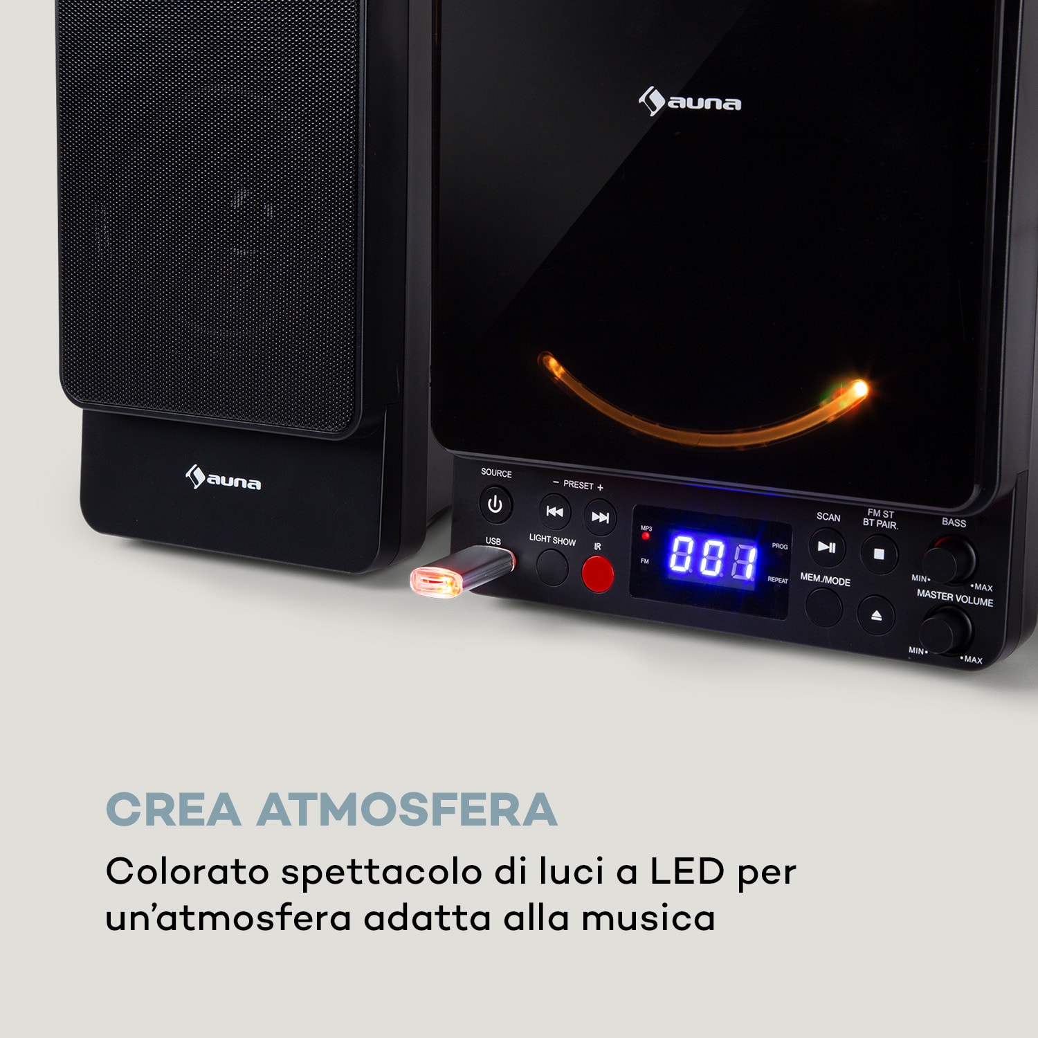 Microstar Microsystem, impianto verticale, lettore CD, bluetooth, porta USB, telecomando