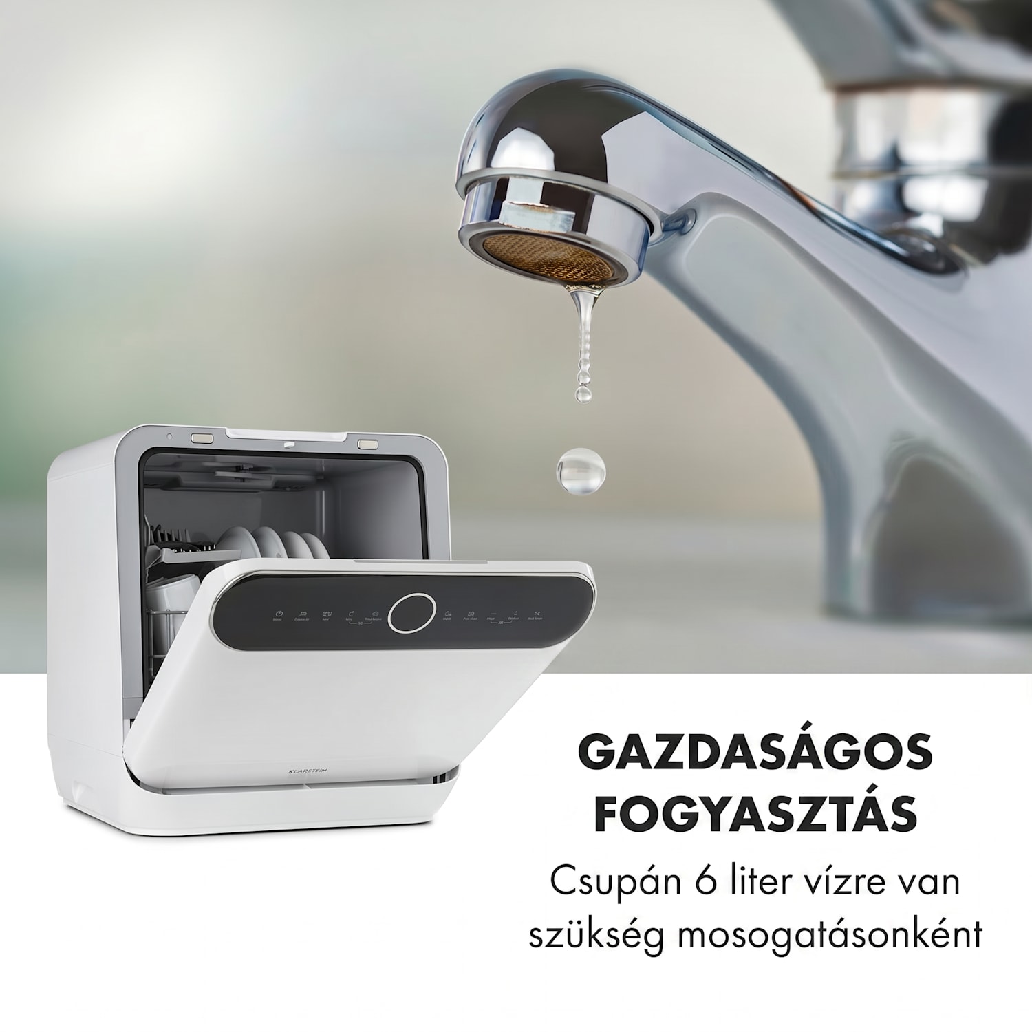 Oceana, mosogatógép, 860 W, F energiahatékonysági osztály, szabadon álló, beépítés nélkül, fehér F