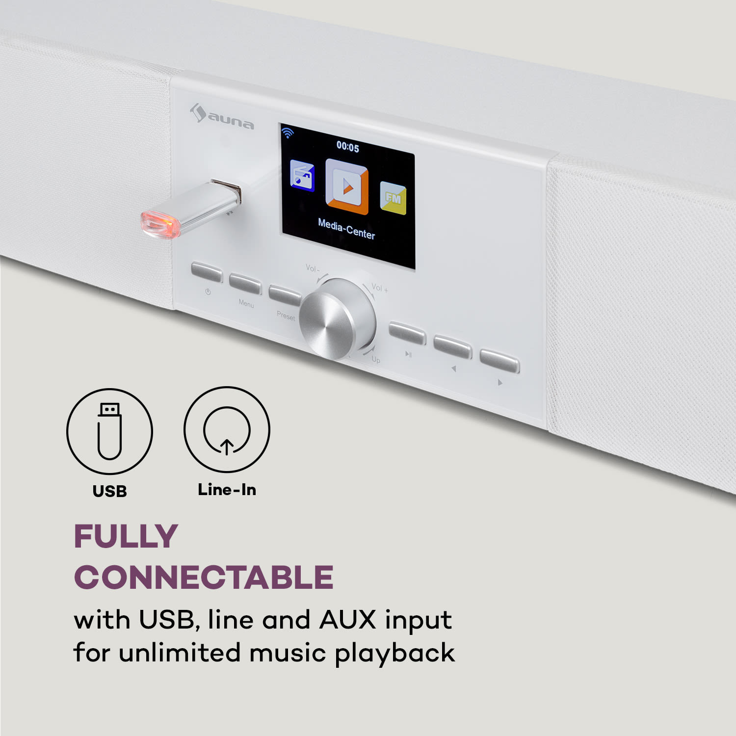 Areal Bar Connect barre de son Bluetooth Internet/DAB+/FM USB AUX
