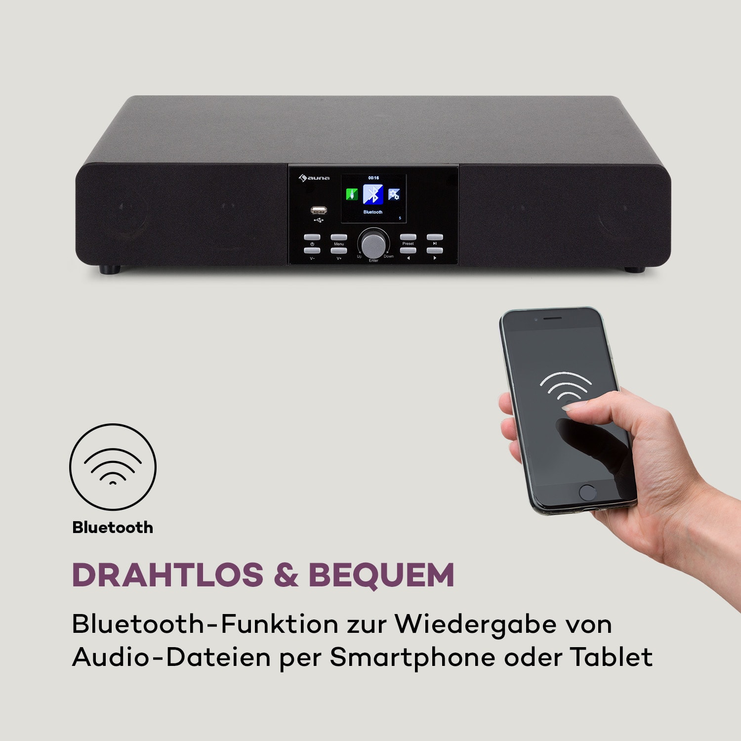 Stealth Base Connect Soundbase Bluetooth Internet/DAB+/FM USB AUX Schwarz