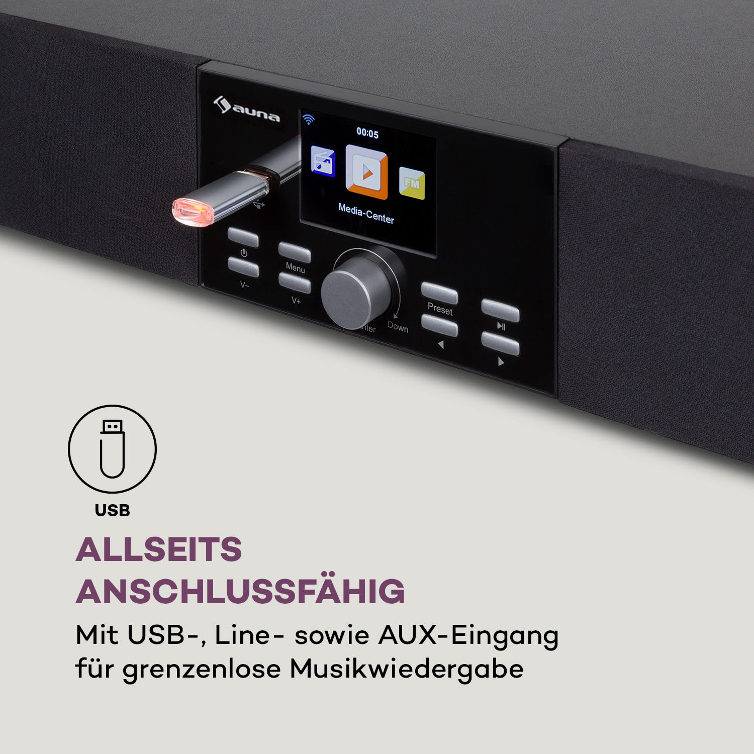 Stealth Base Connect Soundbase Bluetooth Internet/DAB+/FM USB AUX Schwarz