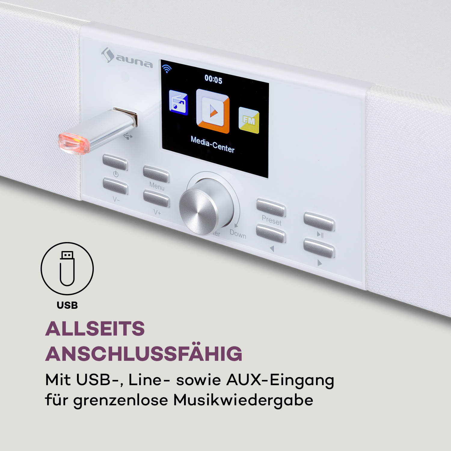 Stealth Base Connect Soundbase Bluetooth Internet/DAB+/FM USB AUX Weiß