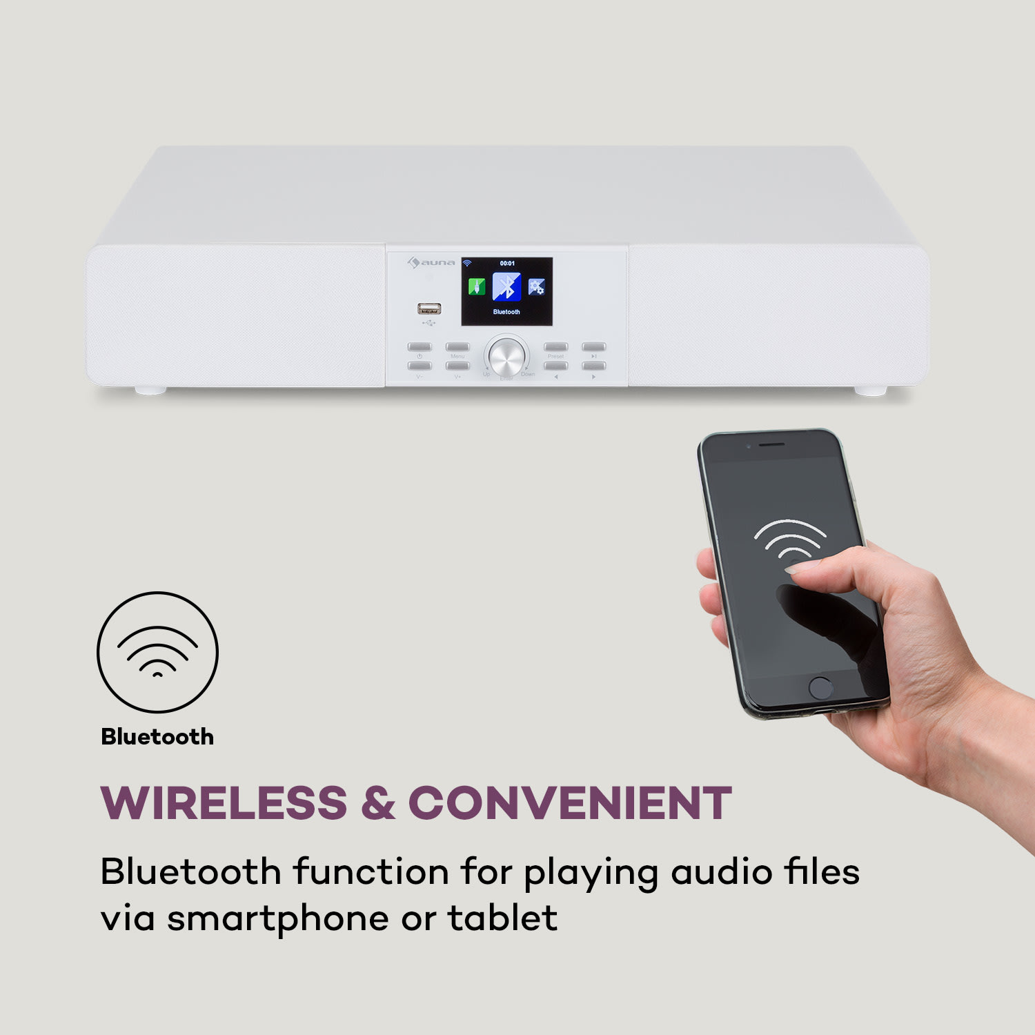 Stealth Base Connect  Altavoz base bluetooth internet/DAB+/FM USB AUX Blanco