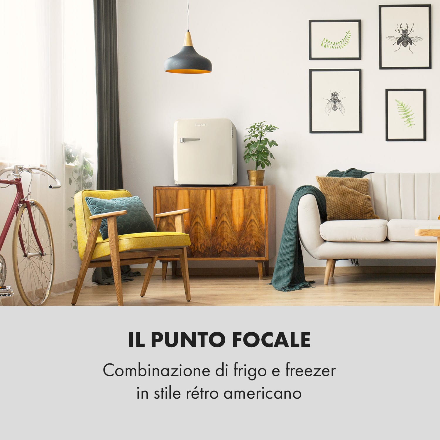 Frigorifero Audrey Mini 2 in 1 CEE F Congelatore LED 37 Ltr | Crema vintage