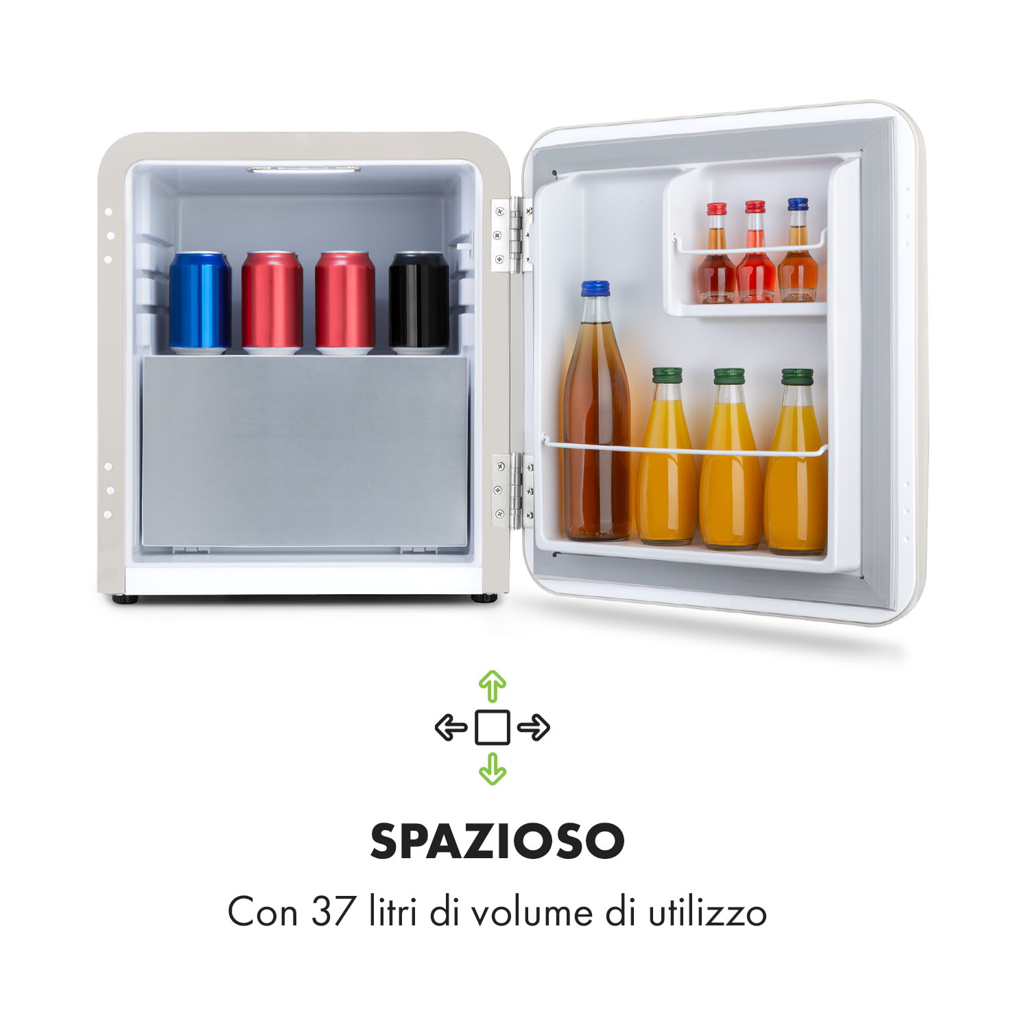 Frigorifero Audrey Mini 2 in 1 CEE F Congelatore LED 37 Ltr | Crema vintage
