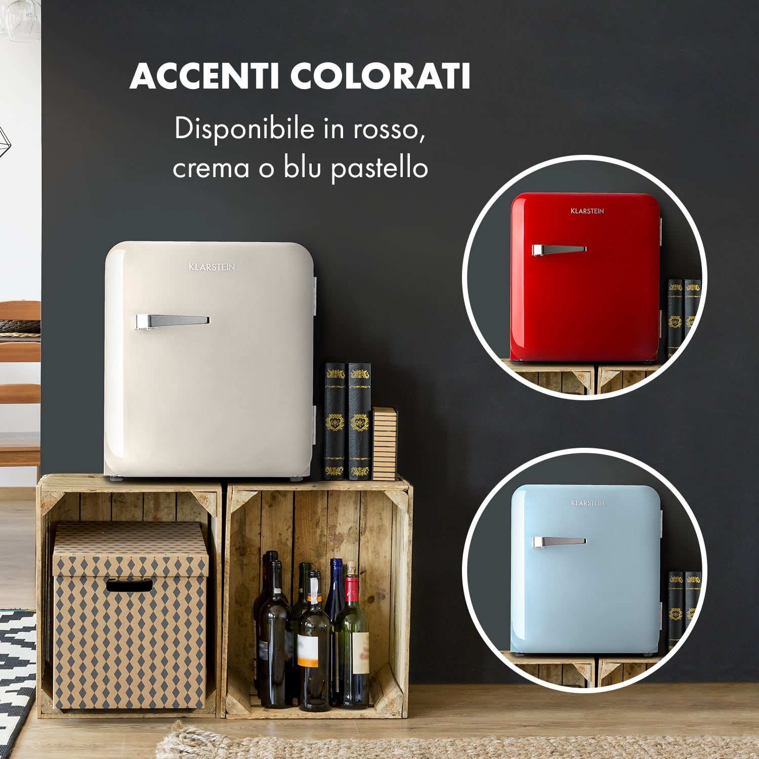 Frigorifero Audrey Mini 2 in 1 CEE F Congelatore LED 37 Ltr | Crema vintage