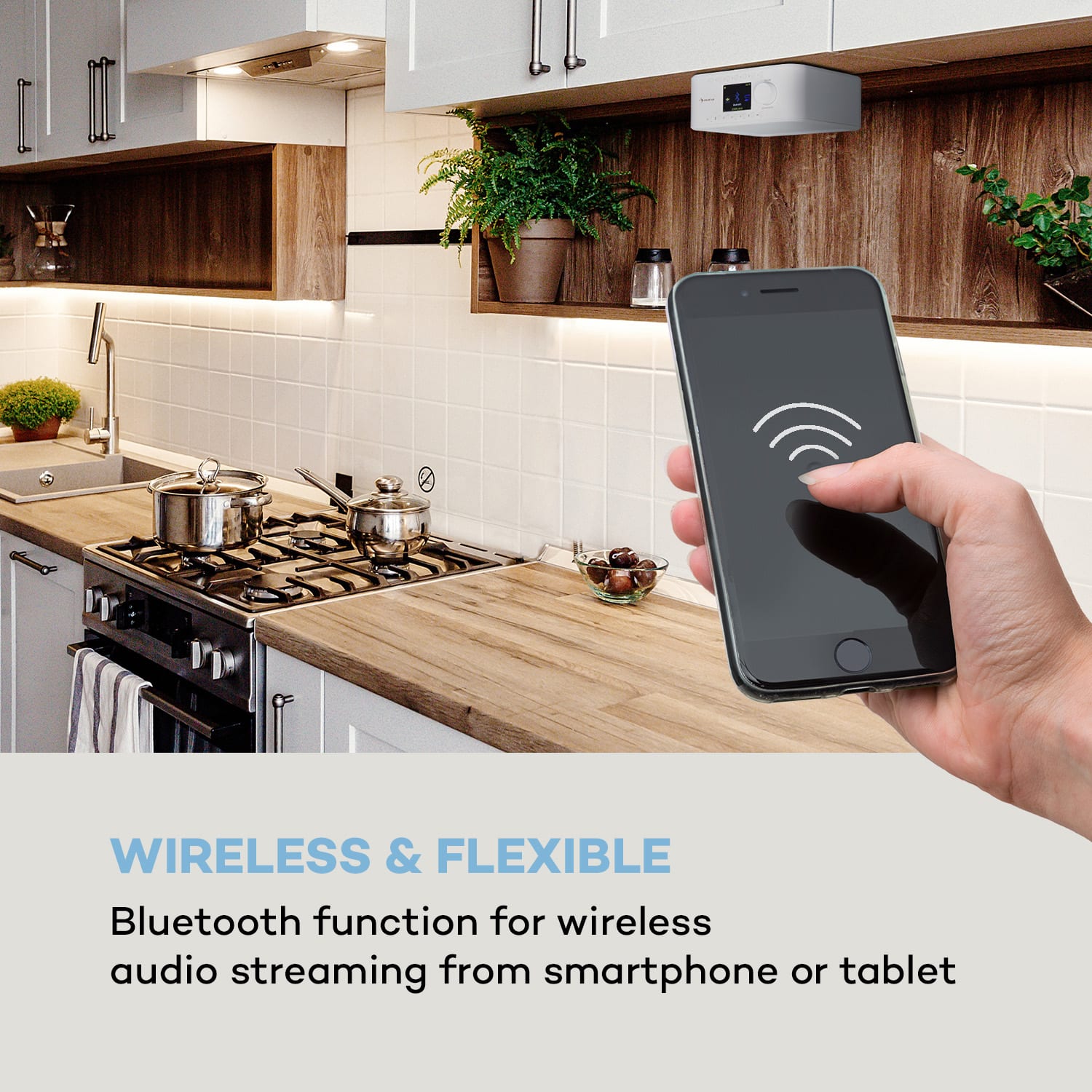 Sound Maître Radio de cocina de montaje bajo mueble Internet/DAB+/FM BT AUX Blanco