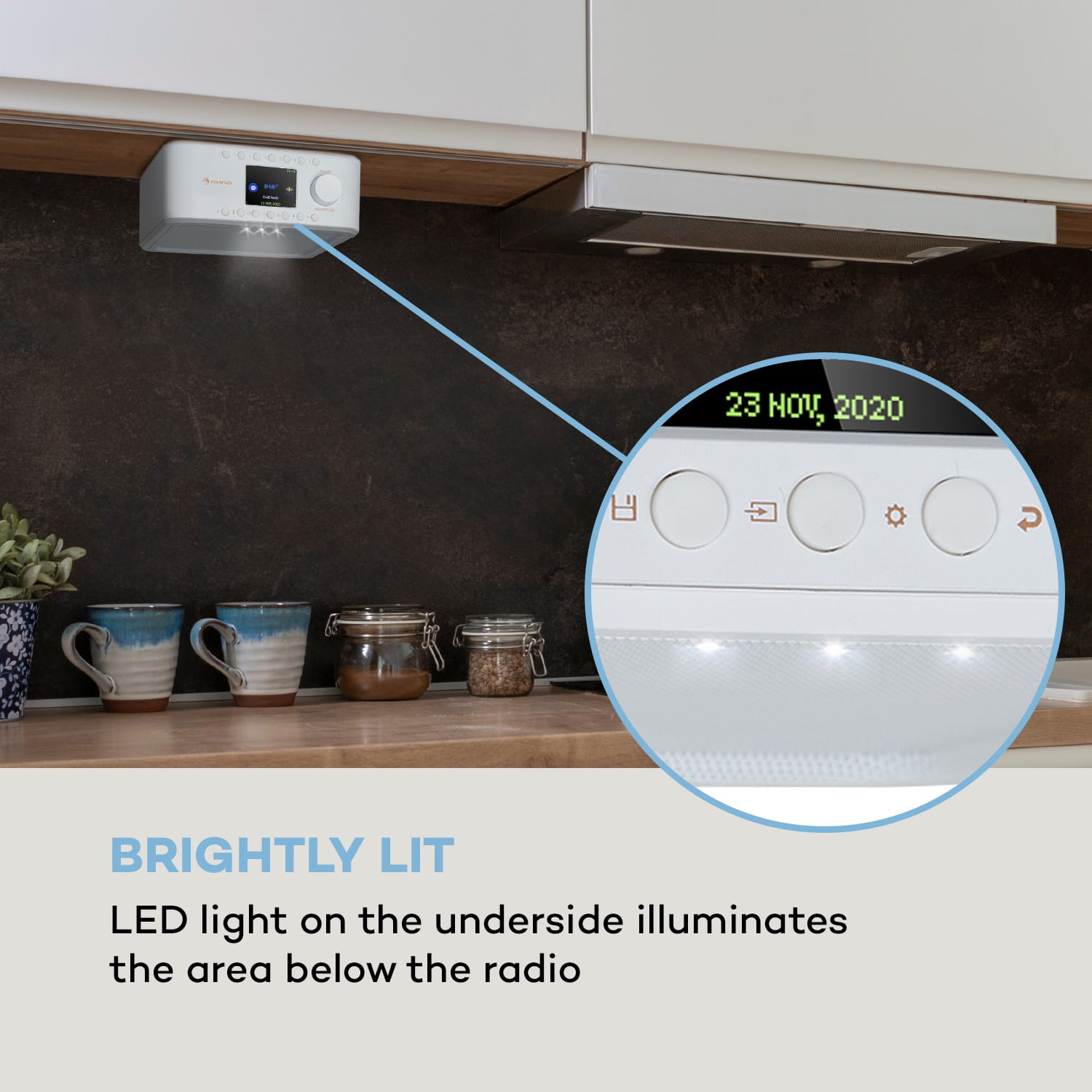 Sound Maître Radio de cocina de montaje bajo mueble Internet/DAB+/FM BT AUX Blanco