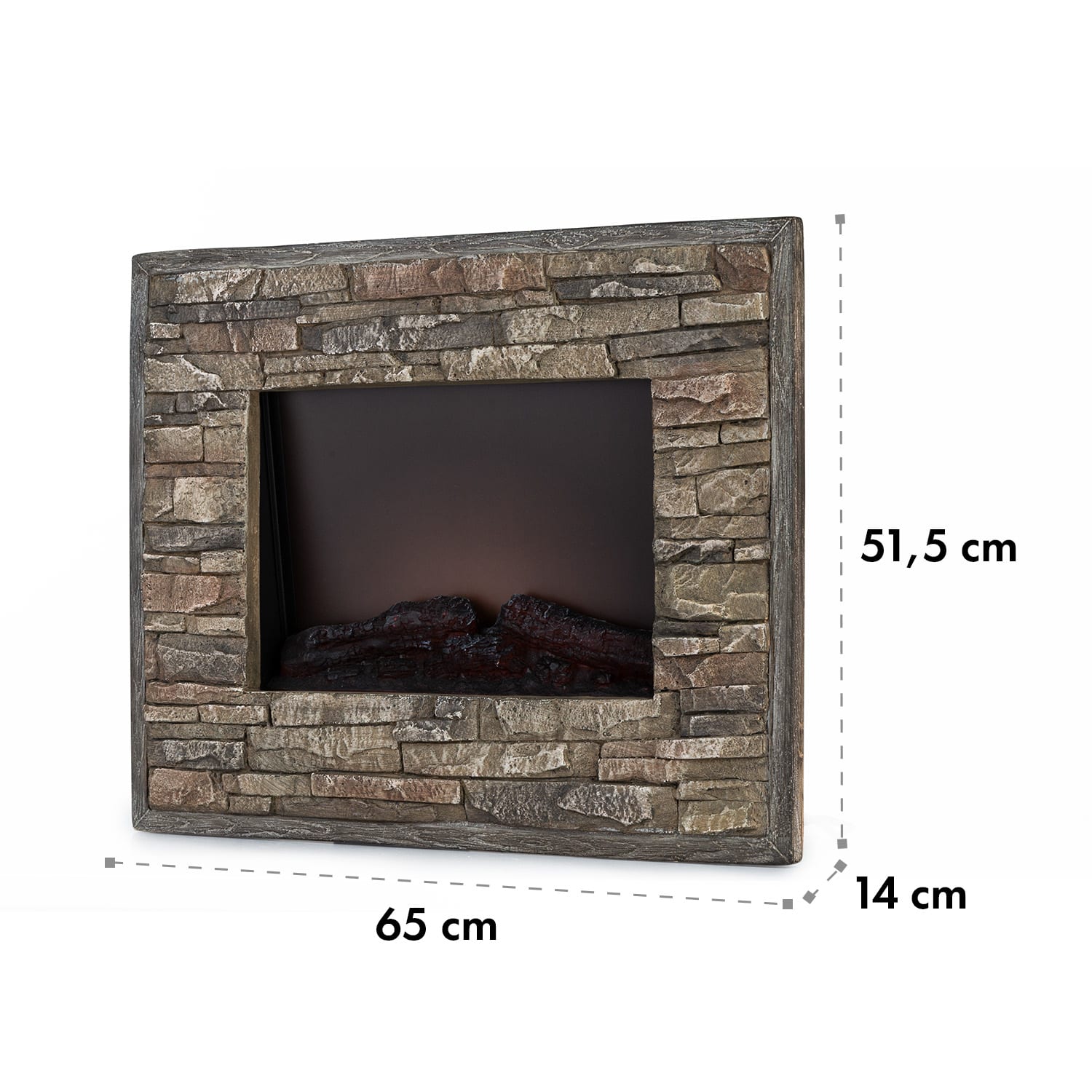 Alpbach Cheminée électrique 1800W 2 niveaux de chauffage 65 cm aspect pierre