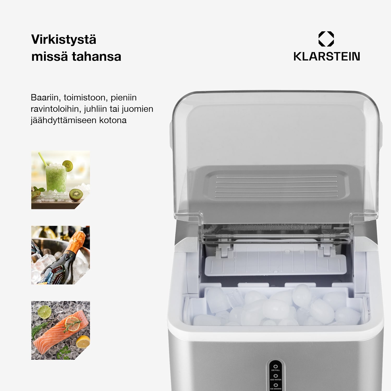Chillout, jääpalakone, ontot jääpalat, 12 kg/24 h, vesisäiliö: 1,5 l, hopeanvärinen Hopea