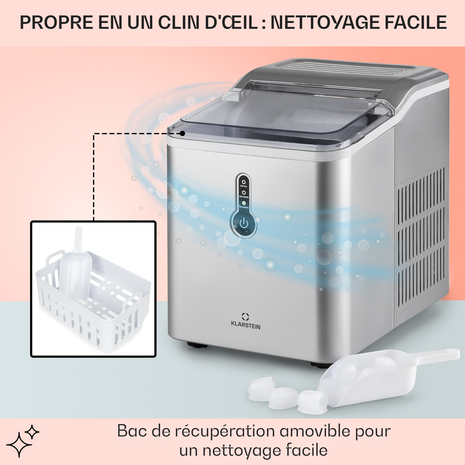 Chillout ijsblokjesmachine kogelijs 12kg/24h watertank: 1,5 L zilver Zilver