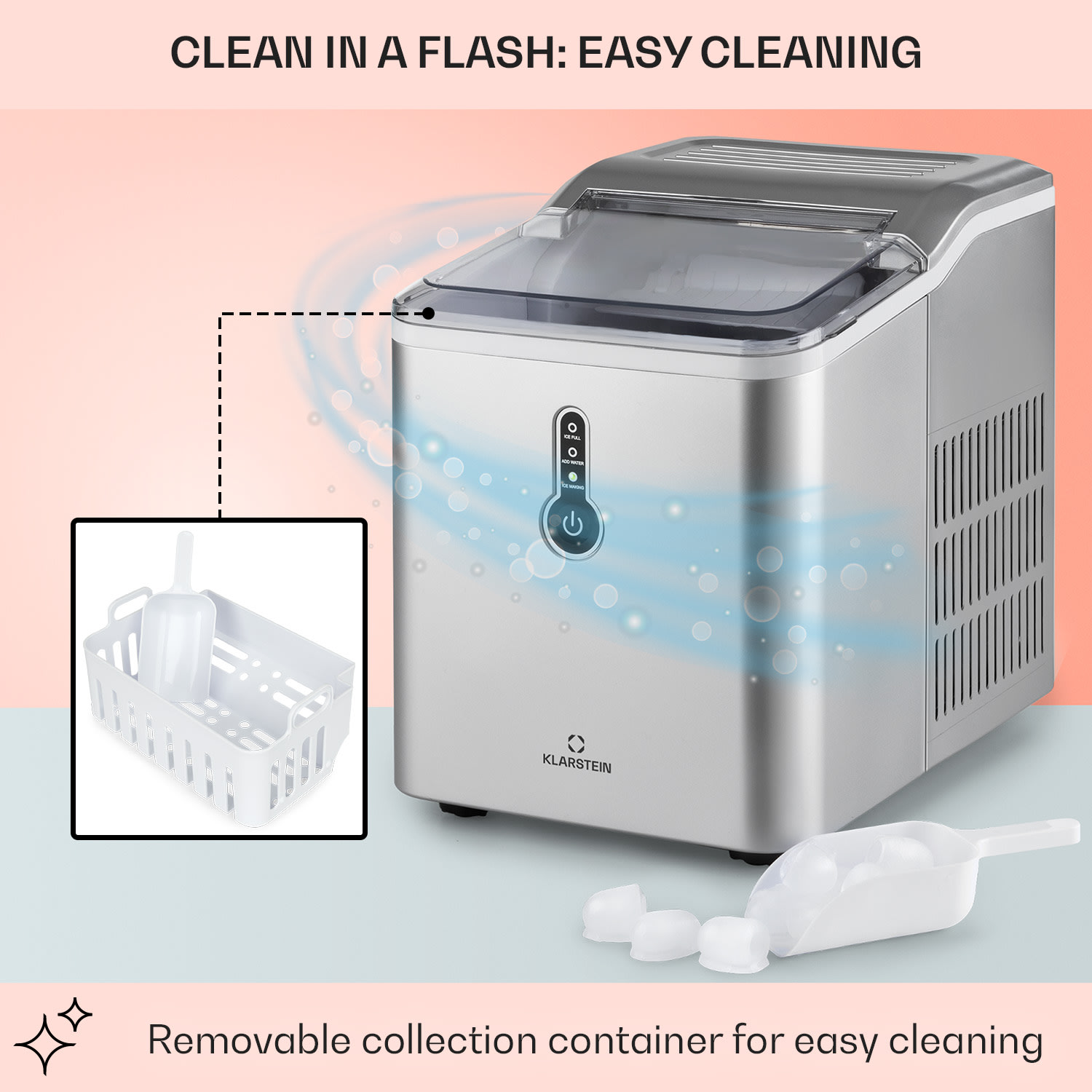 Chillout, ledomat, okrugli komadi leda, 12 kg / 24 sata, spremnik za vodu: 1,5 l, bijela Srebro