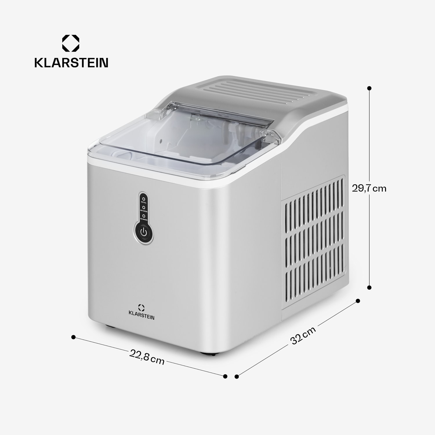 Chillout Máquina de cubitos de hielo tipo bullet 12kg/24h tanque de agua de 1,5 litros color plateado Plata