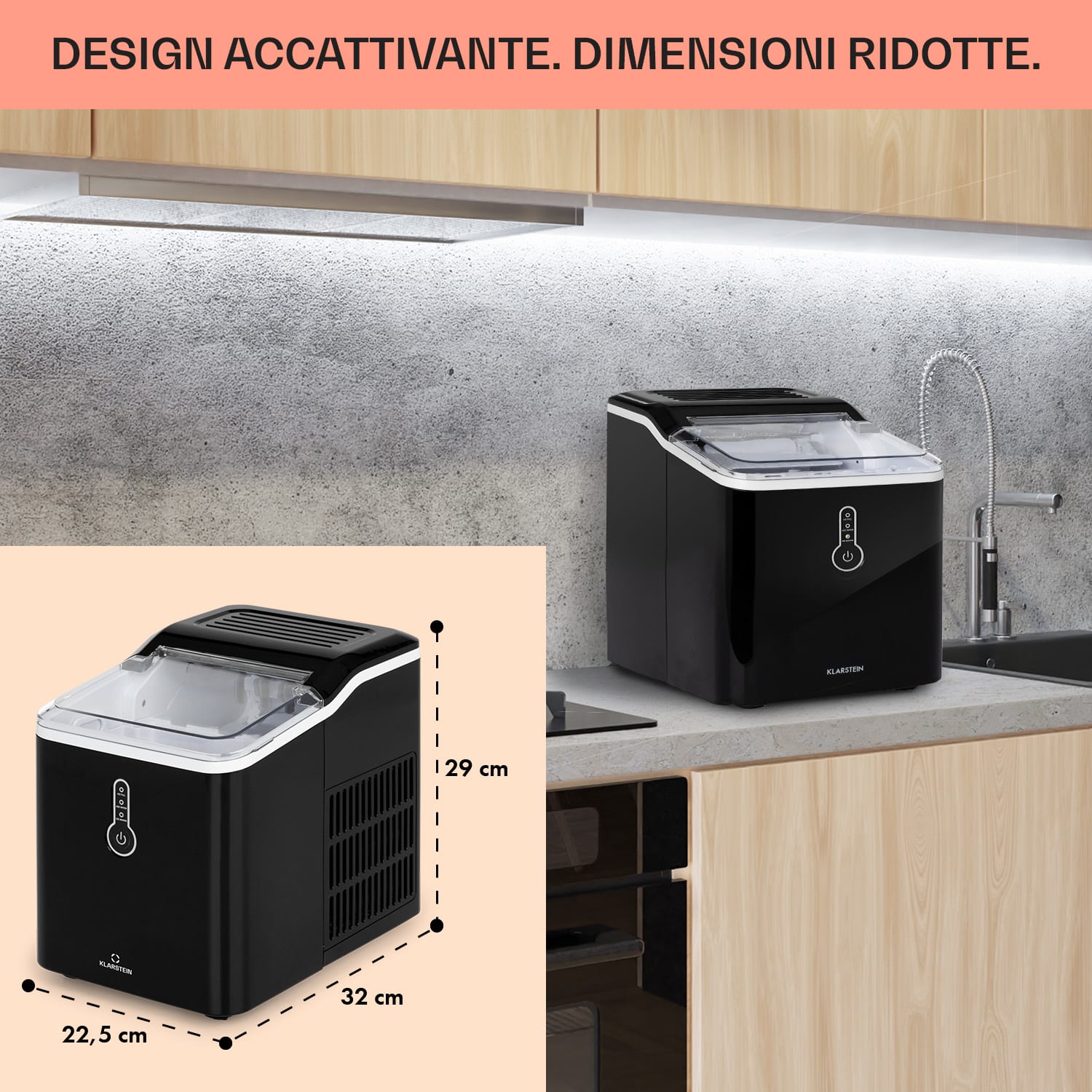 Chillout, Macchina del Ghiaccio, Cubetti a Pallottola, 12kg/24h, Serbatoio: 1,5 L, nero Nero