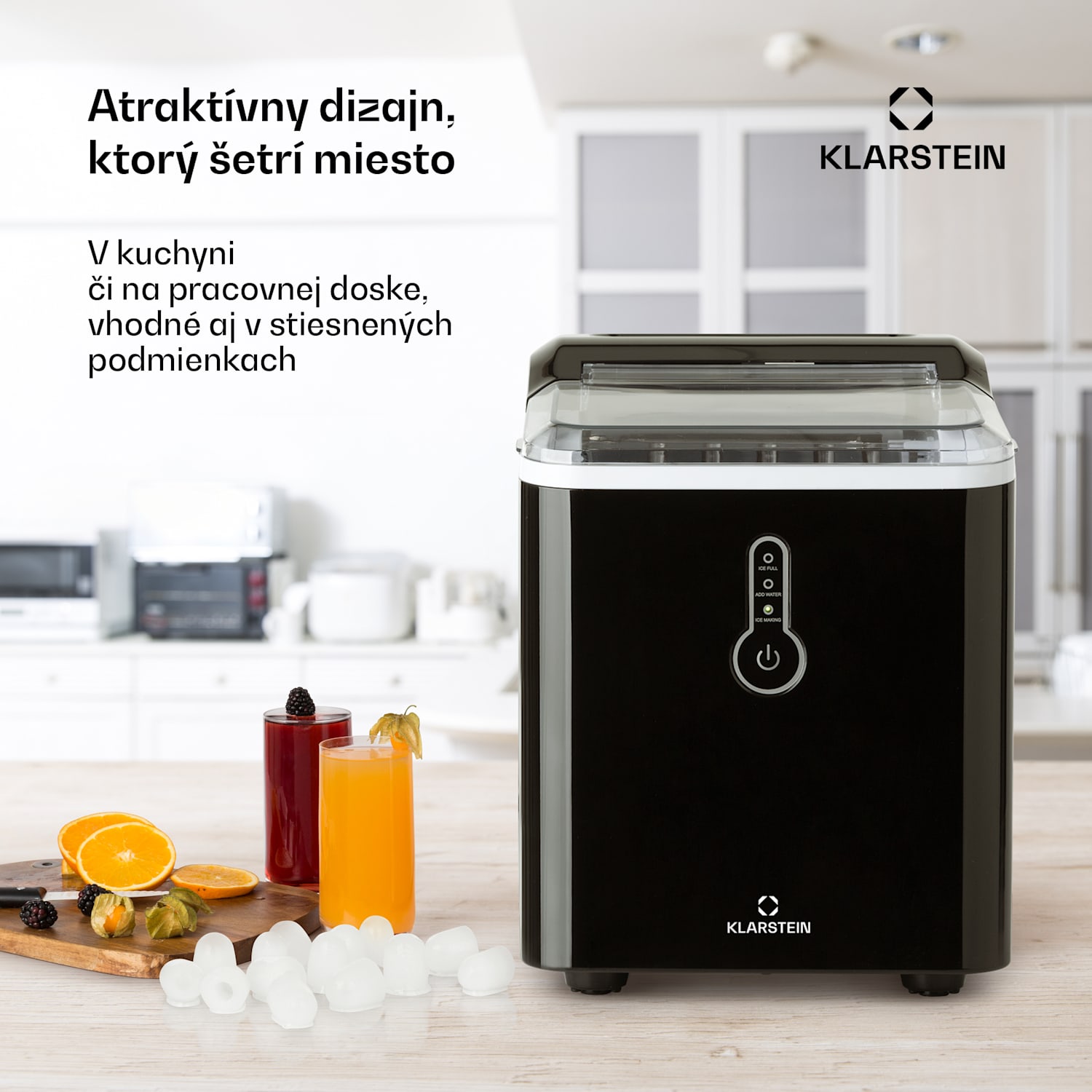 Chillout, výrobník ľadu, oblé kúsky ľadu, 12 kg/24 h, nádrž 1,5 l, 1,5 l, čierny Čierna