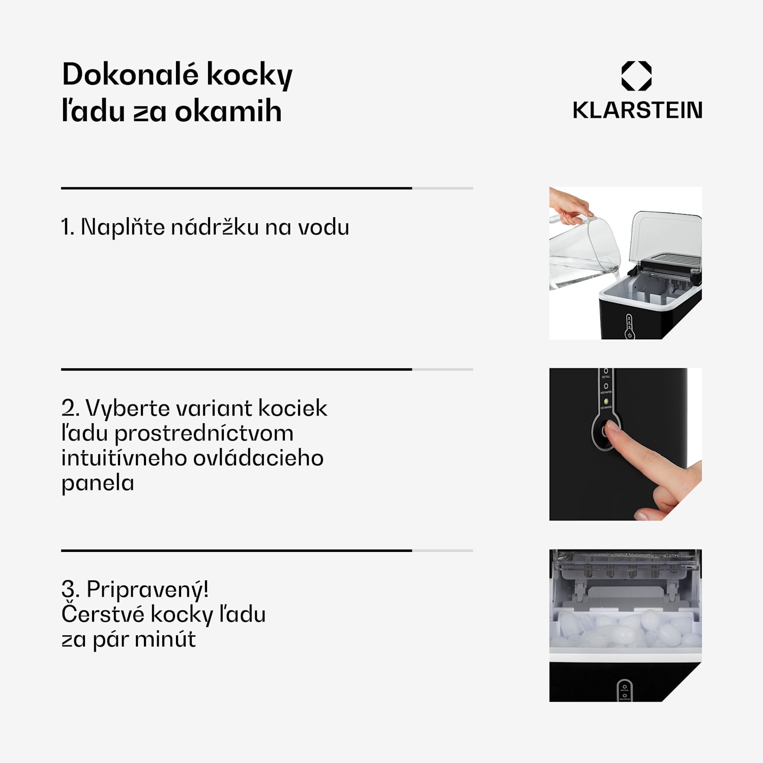 Chillout, výrobník ľadu, oblé kúsky ľadu, 12 kg/24 h, nádrž 1,5 l, 1,5 l, čierny Čierna