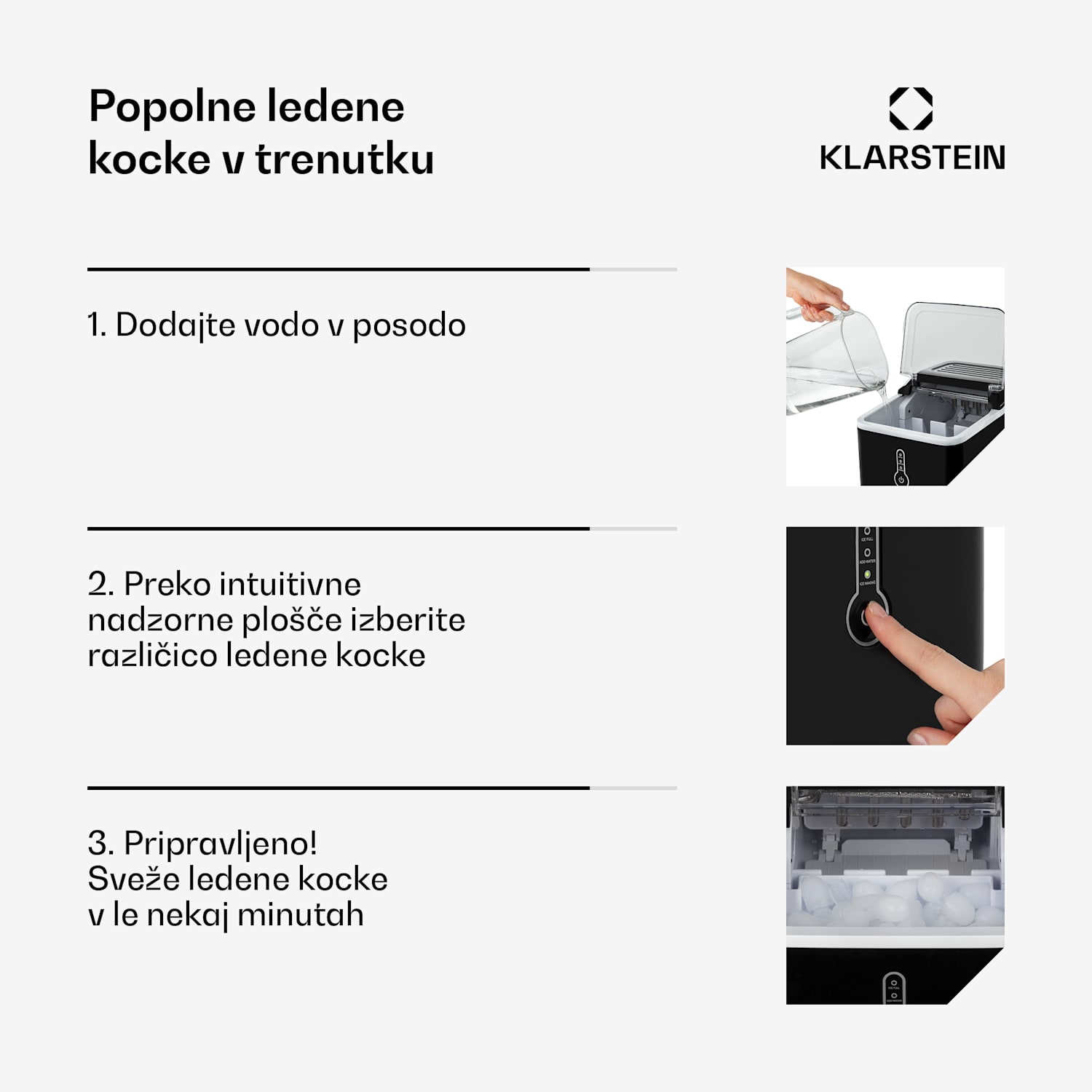 Chillout, aparat za izdelavo ledu, oble kocke ledu, 12 kg/24 h, posoda za vodo: 1,5 l, črn Črna