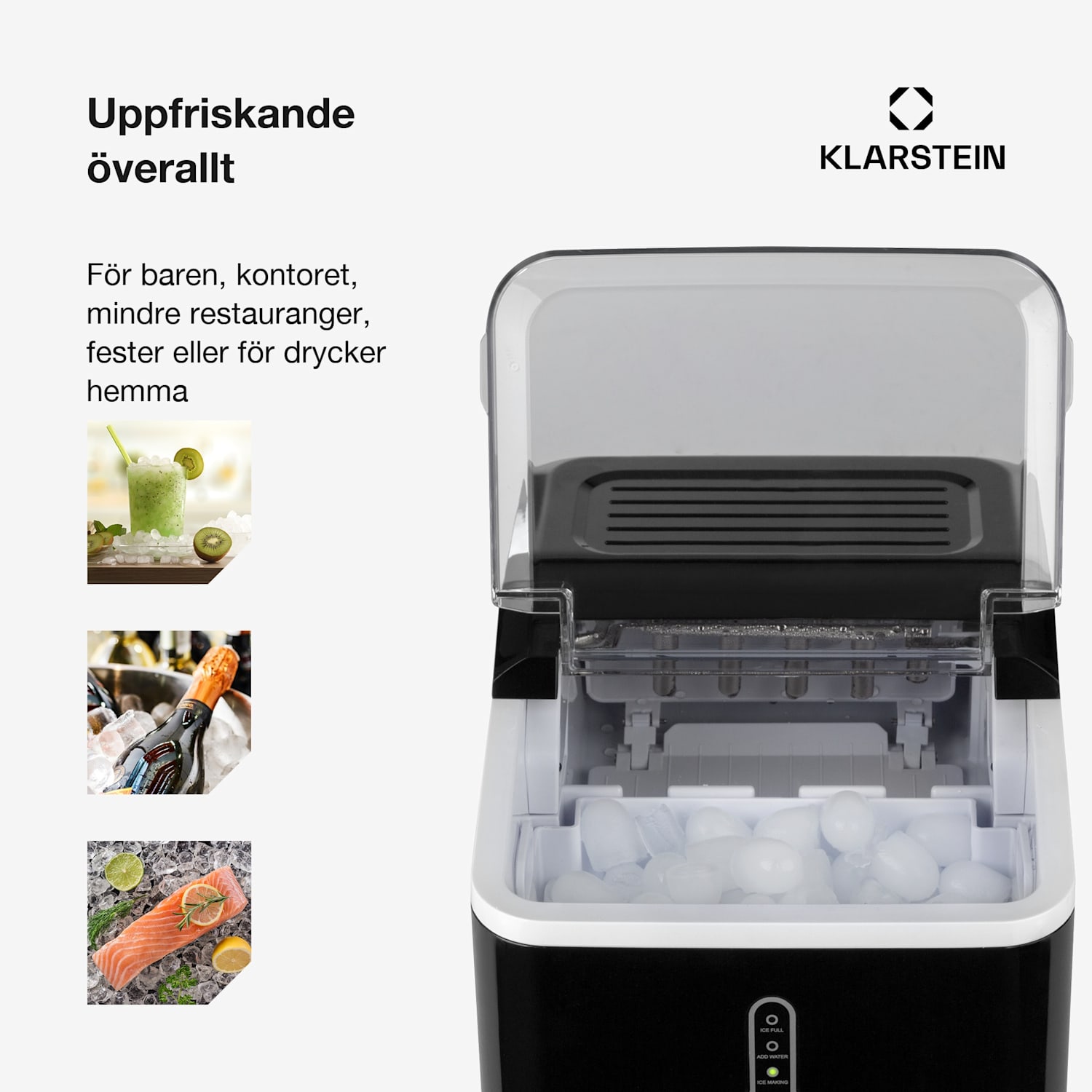 Chillout Ismaskin bulletis 12kg/24h vattentank: 1,5 l svart Svart