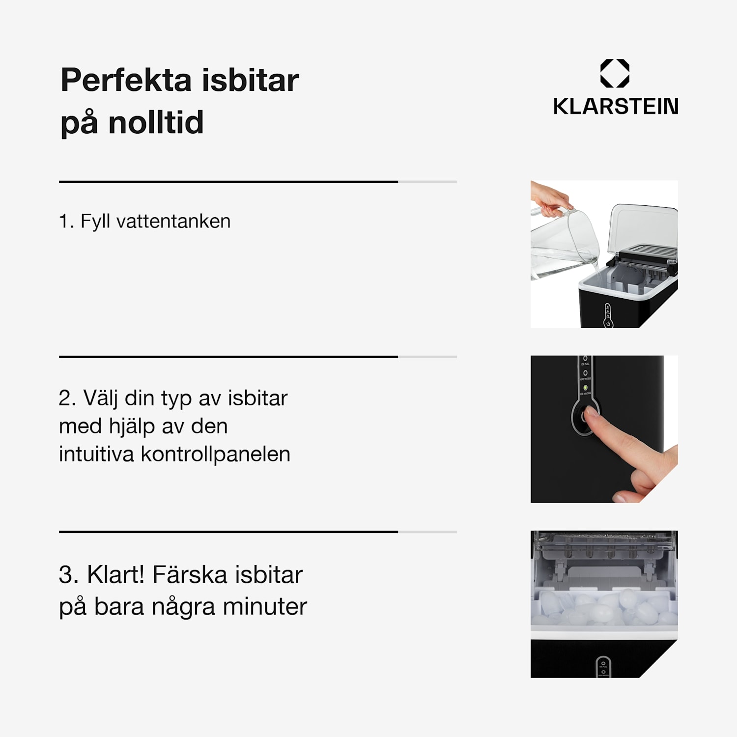 Chillout Ismaskin bulletis 12kg/24h vattentank: 1,5 l svart Svart