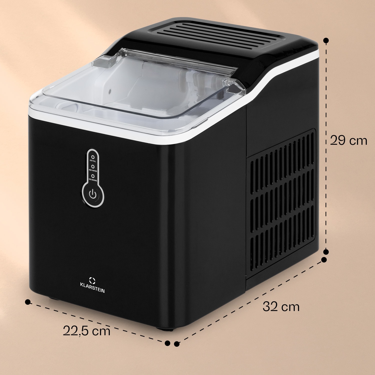 Chillout, aparat pentru gheață, bucăți rotunde de gheață, 12 kg / 24 ore, rezervor de apă: 1,5 l, negru Negru