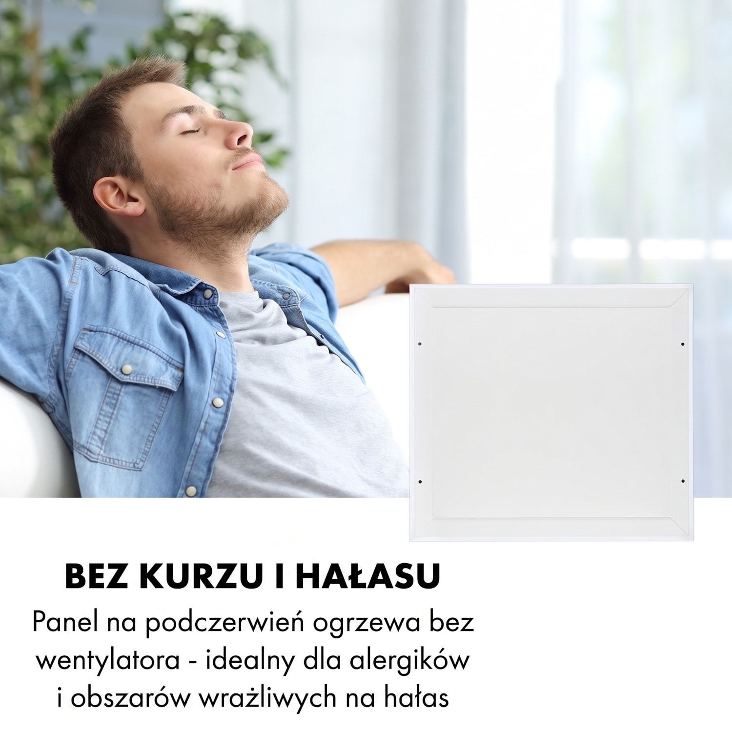 Midnight Sun, sufitowy panel grzewczy na podczerwień, grzejnik, 70,5 x 70,5 cm, 350 W, biały 350 W