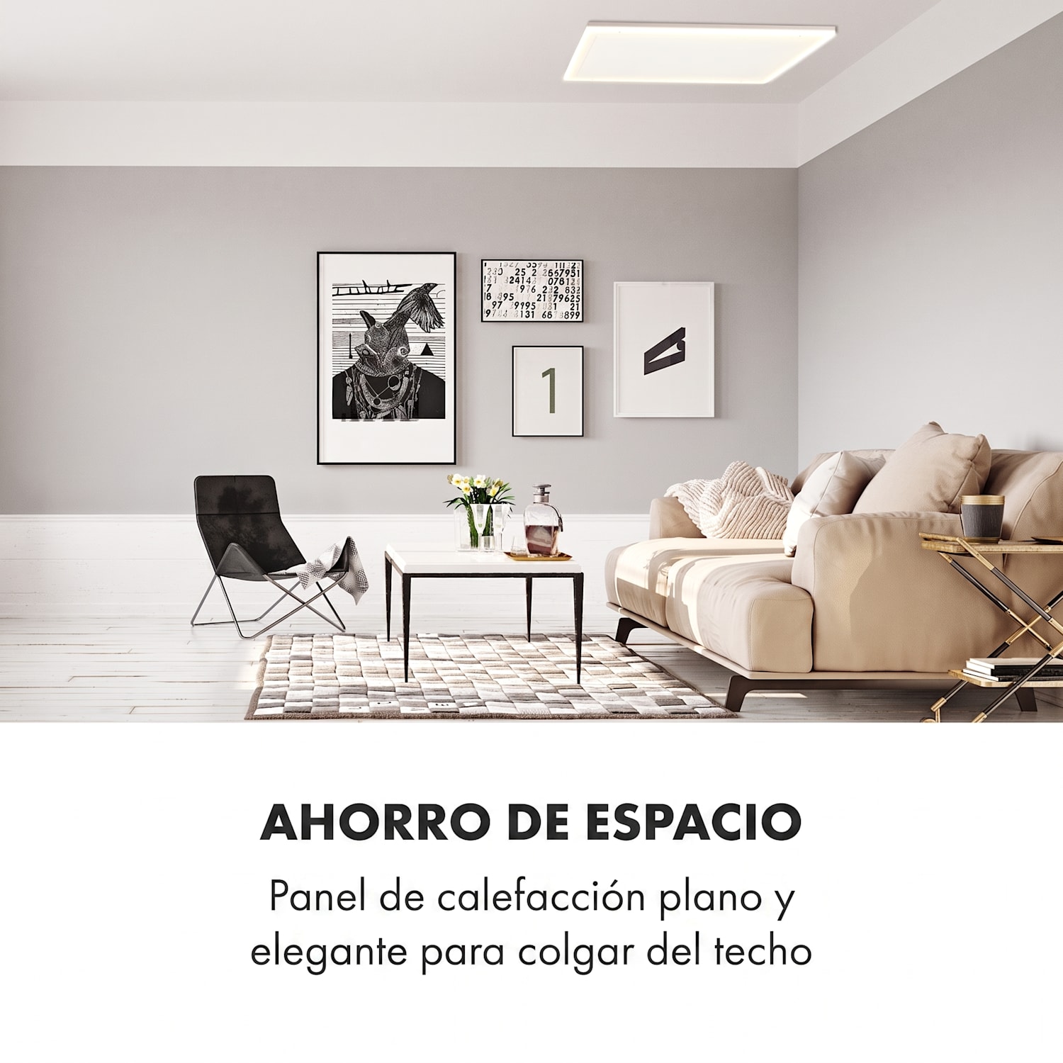 Midnight Sun Calefactor de techo por infrarrojos 130,5 x 70,5 cm 800 W Blanco 800 W