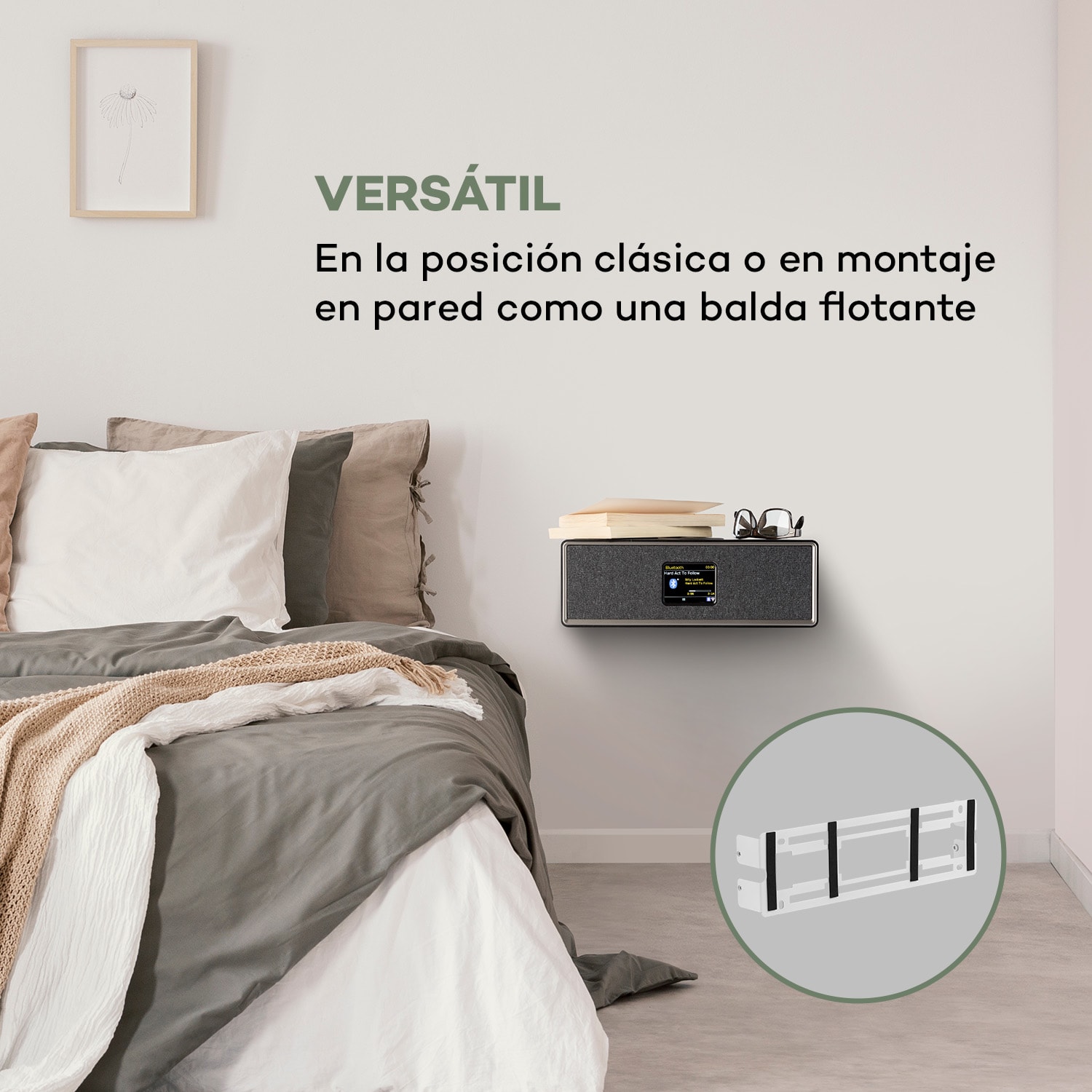 Altavoz inalámbrico Simpfy DAB+/FM BT pantalla LCD carcasa de madera Negro