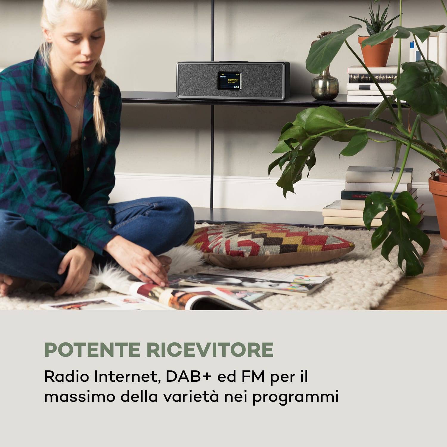 Simpfy, Cassa Wireless, DAB+/FM BT LCD, Display LCD, Alloggiamento in Legno 