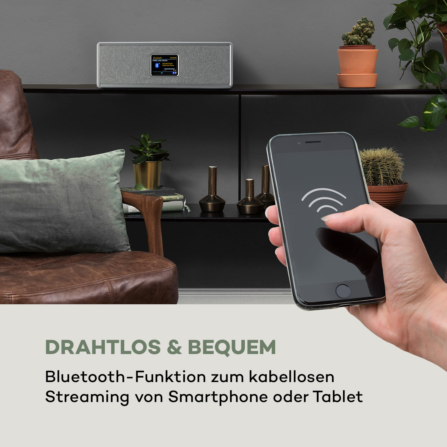 Simpfy Wireless enceinte DAB+/FM BT écran LCD boîtier en bois 