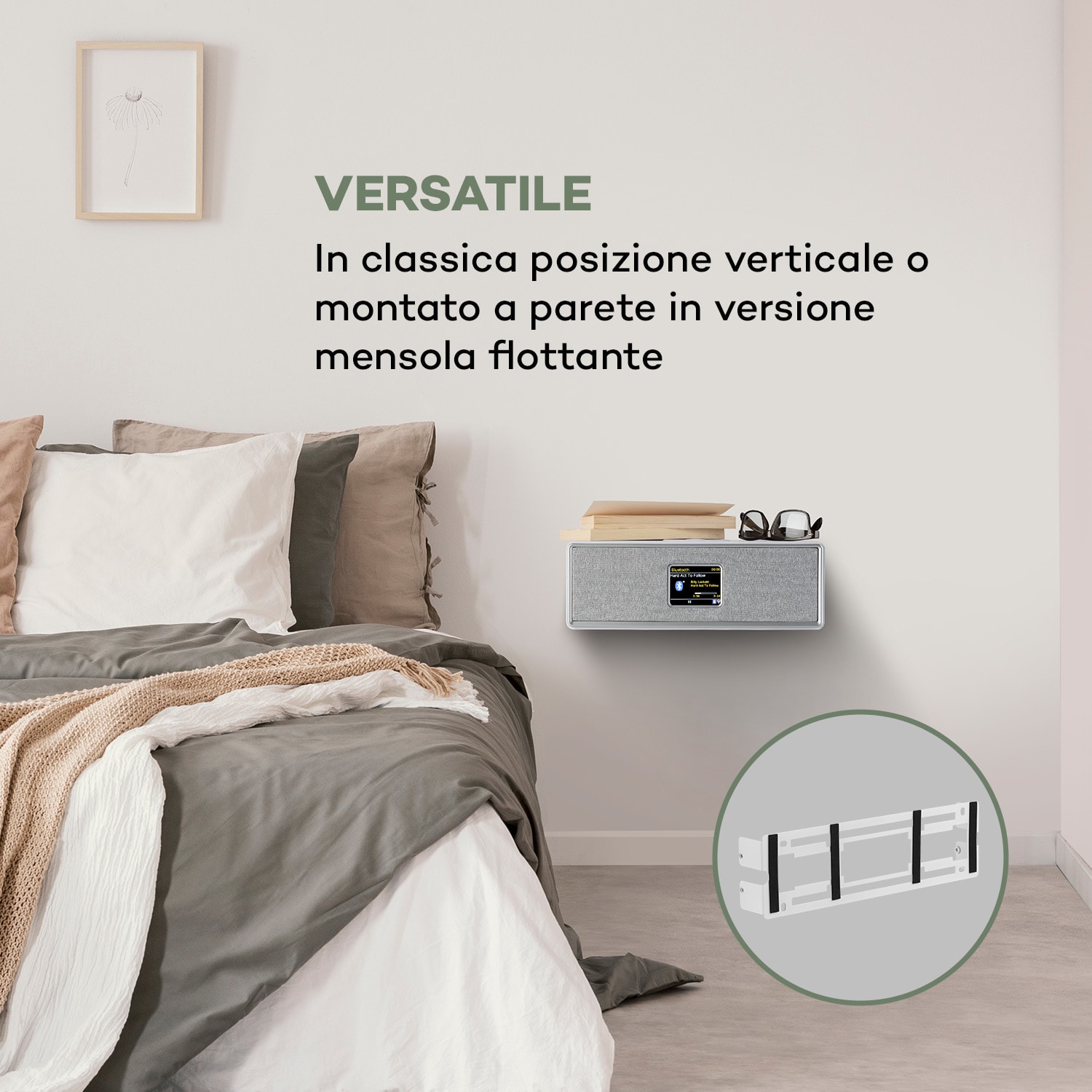 Simpfy, Cassa Wireless, DAB+/FM BT LCD, Display LCD, Alloggiamento in Legno 
